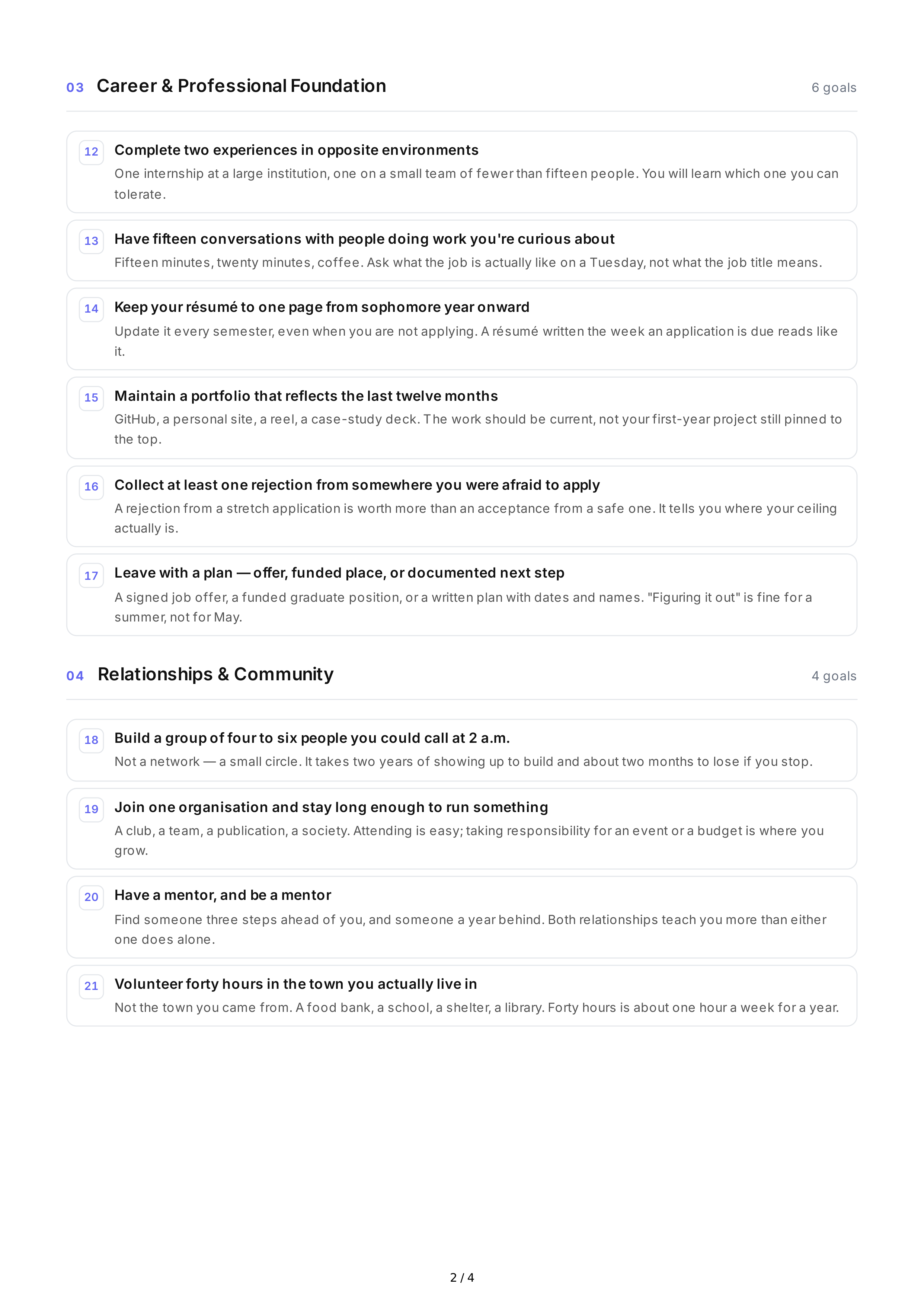 Higher Education Life Goals — page 2