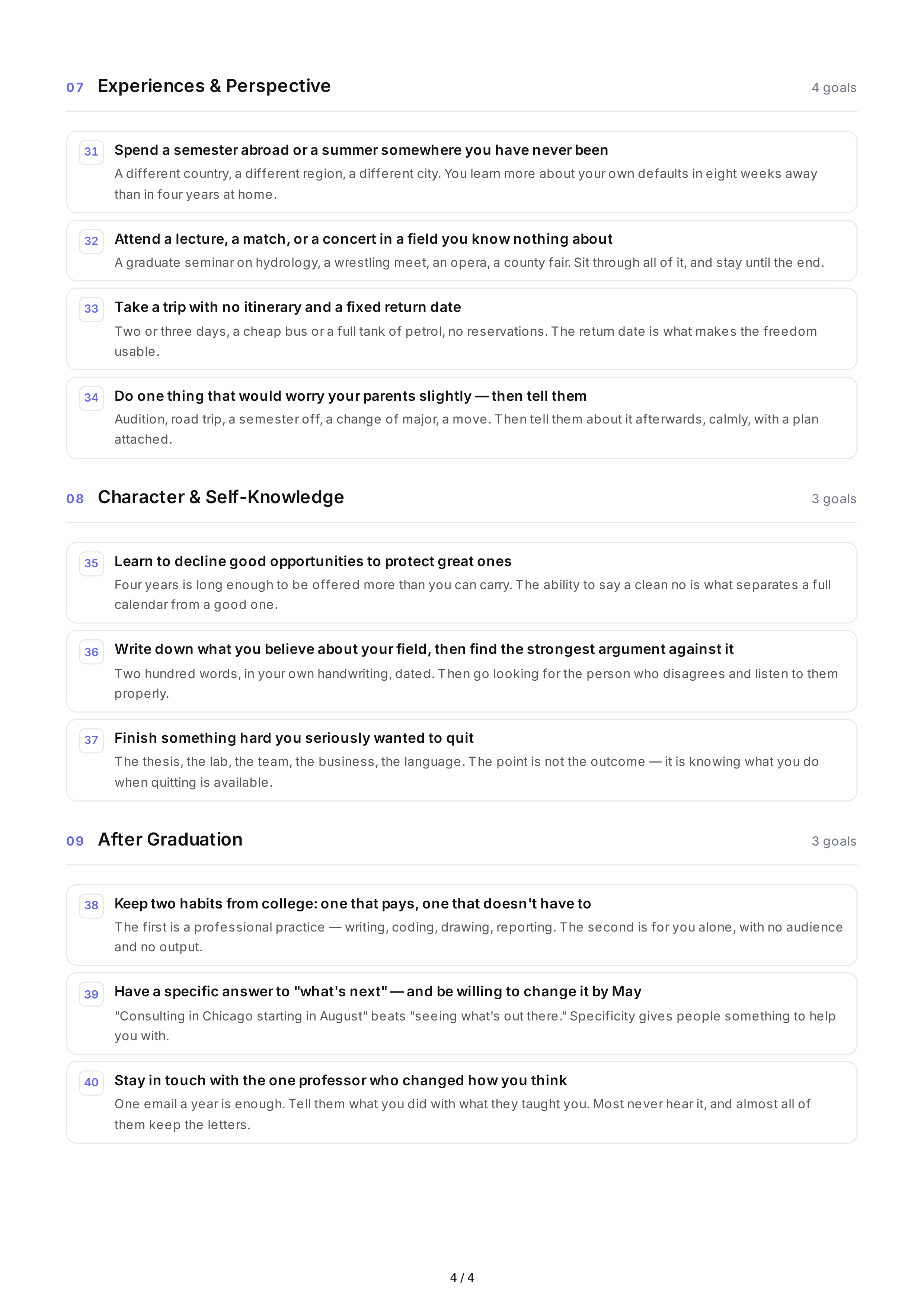 Higher Education Life Goals — page 4