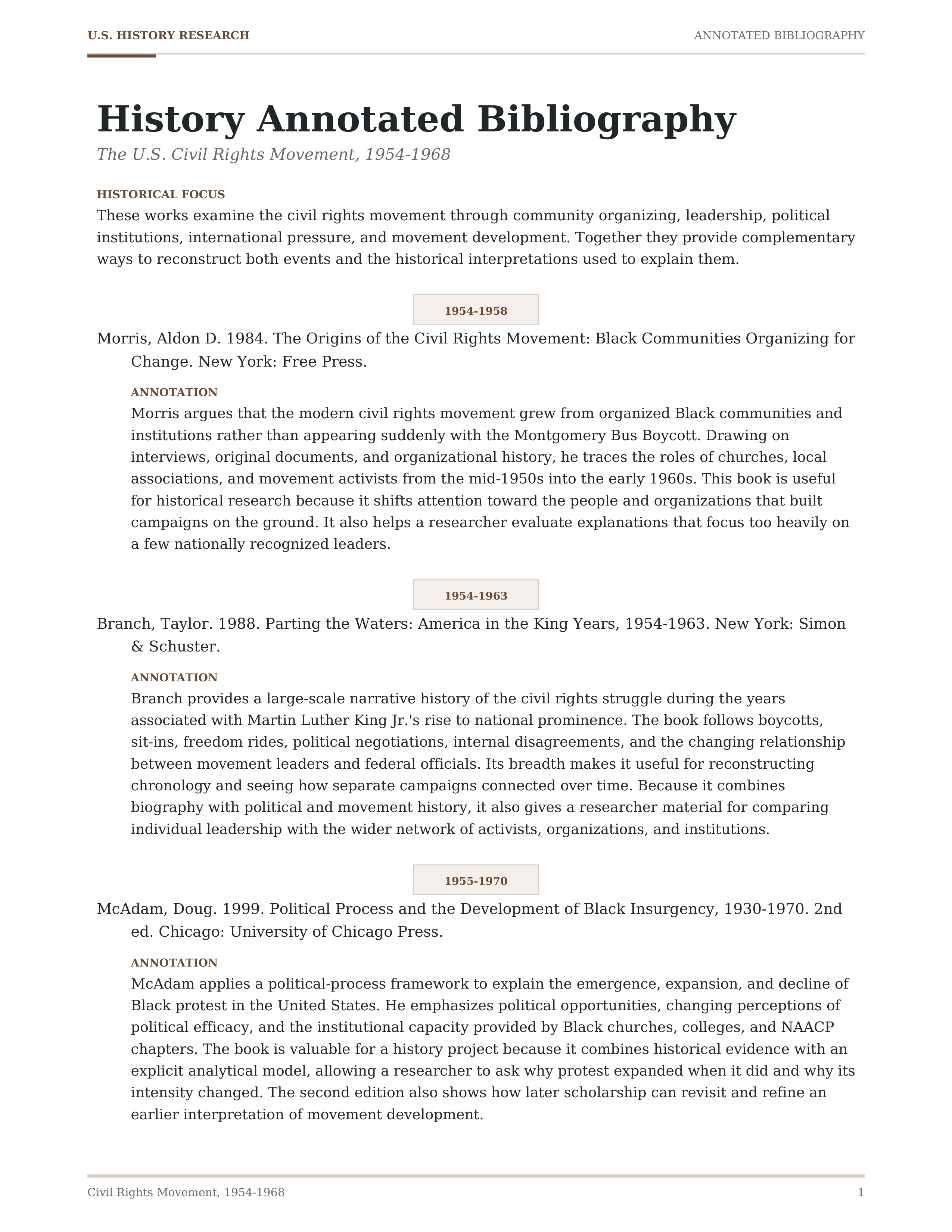History Annotated Bibliography — page 1