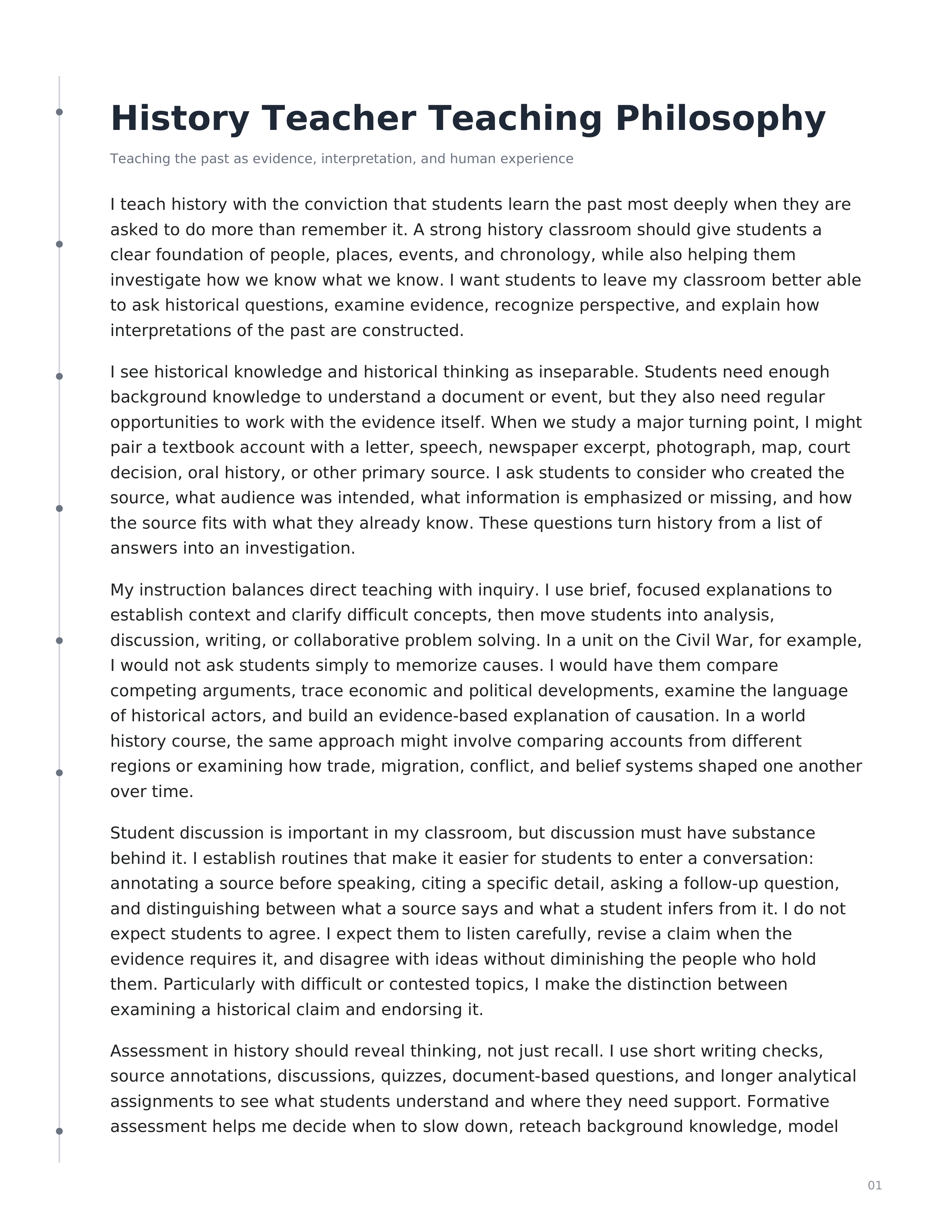 History Teacher Teaching Philosophy — page 1