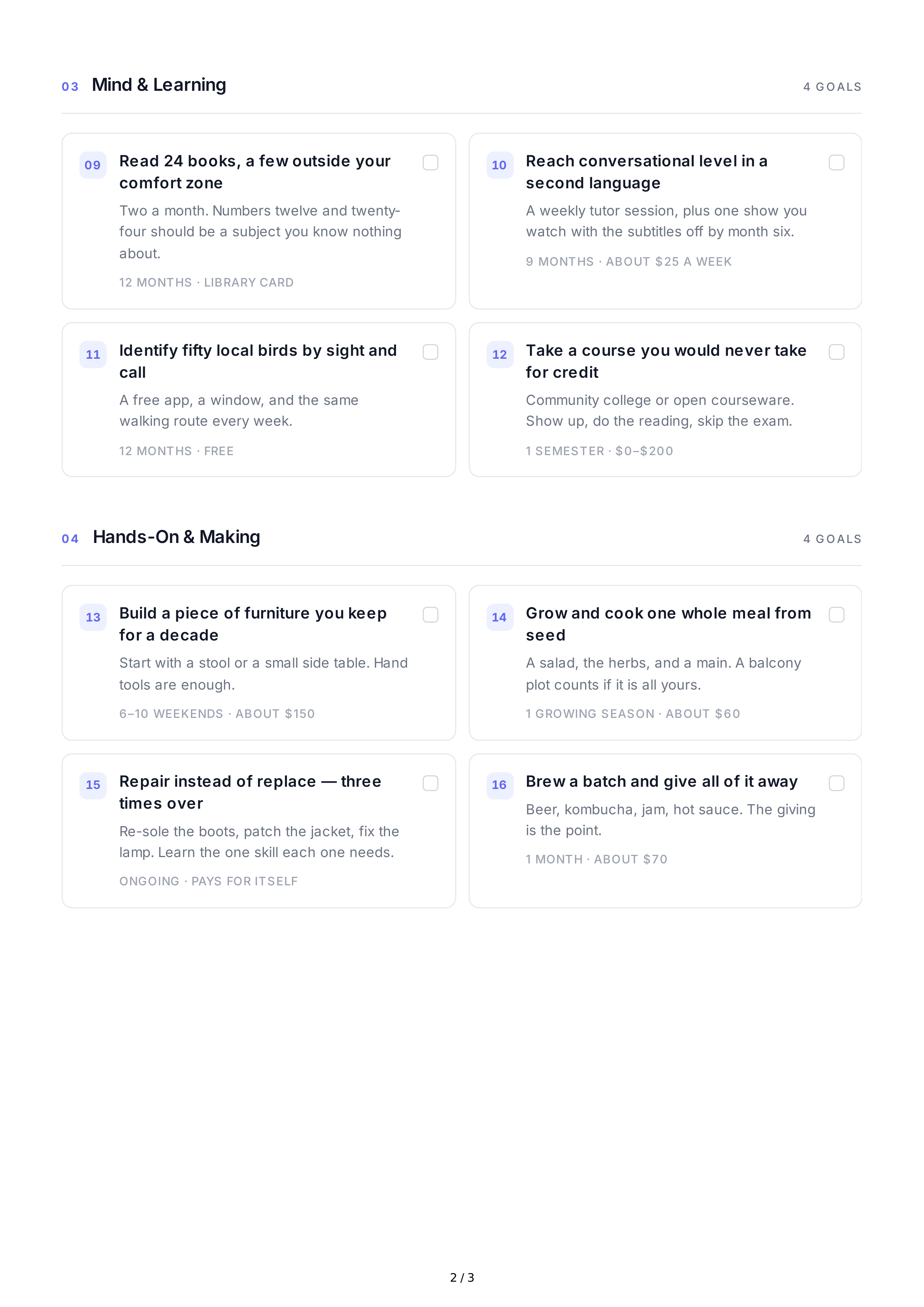 Hobby Life Goals — page 2