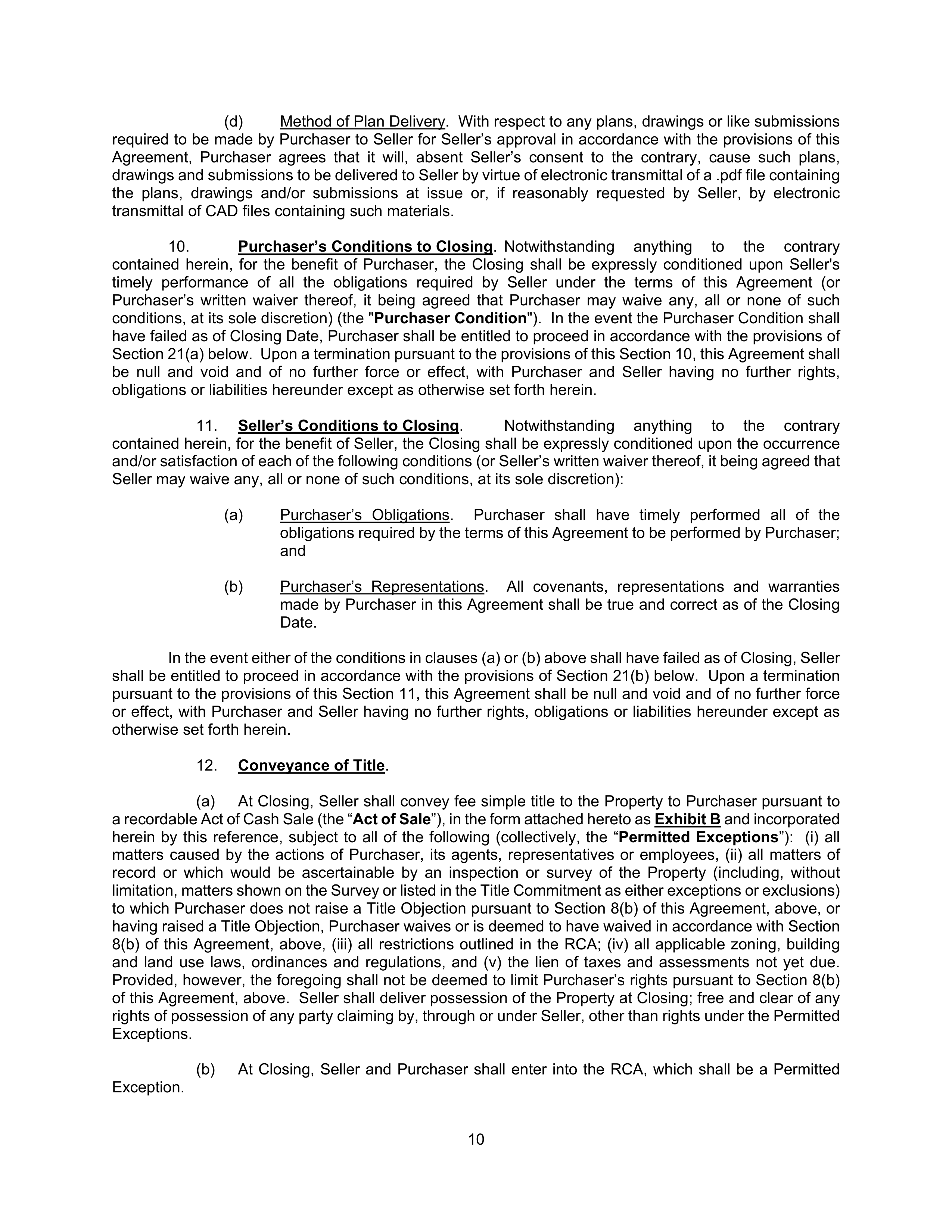 Home Depot Purchase and Sale Agreement — page 10