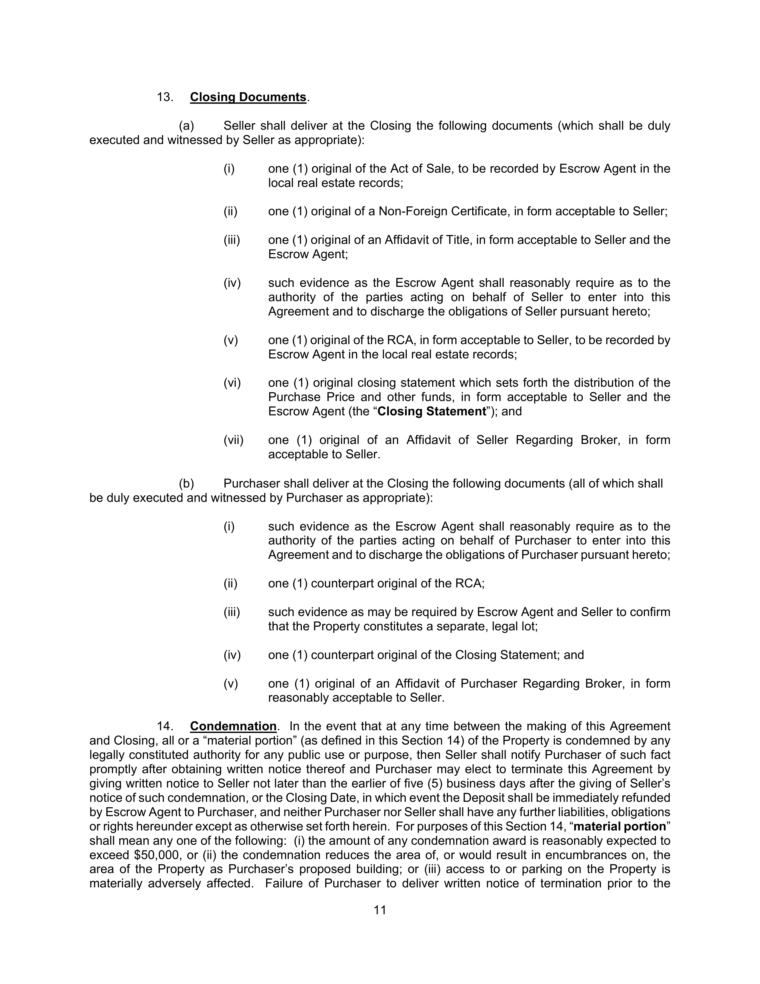 Home Depot Purchase and Sale Agreement — page 11