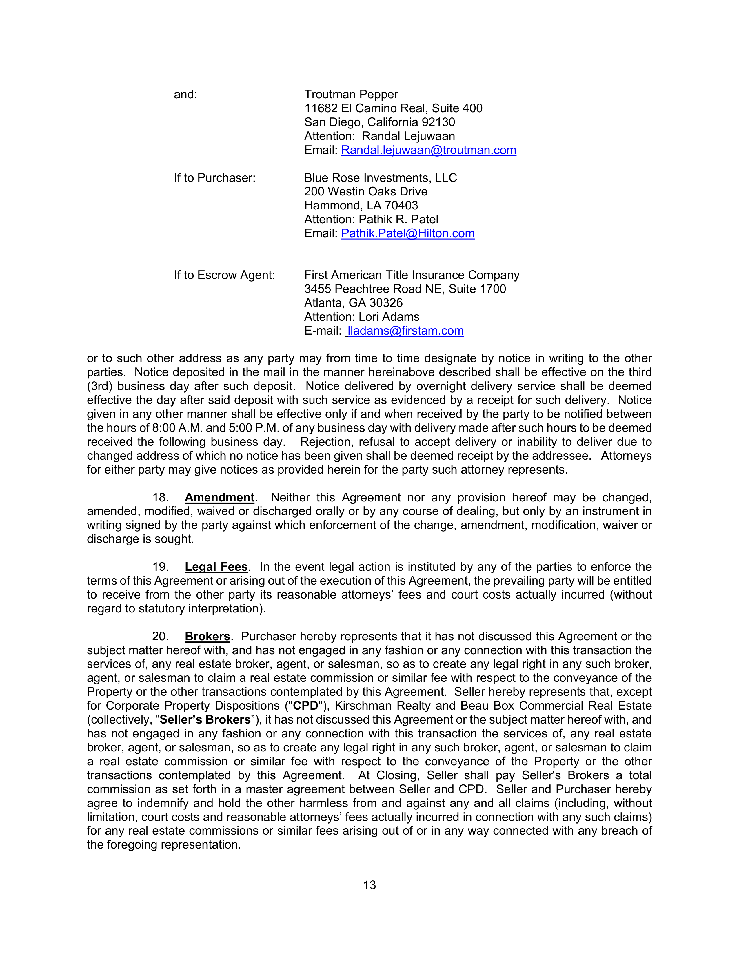 Home Depot Purchase and Sale Agreement — page 13