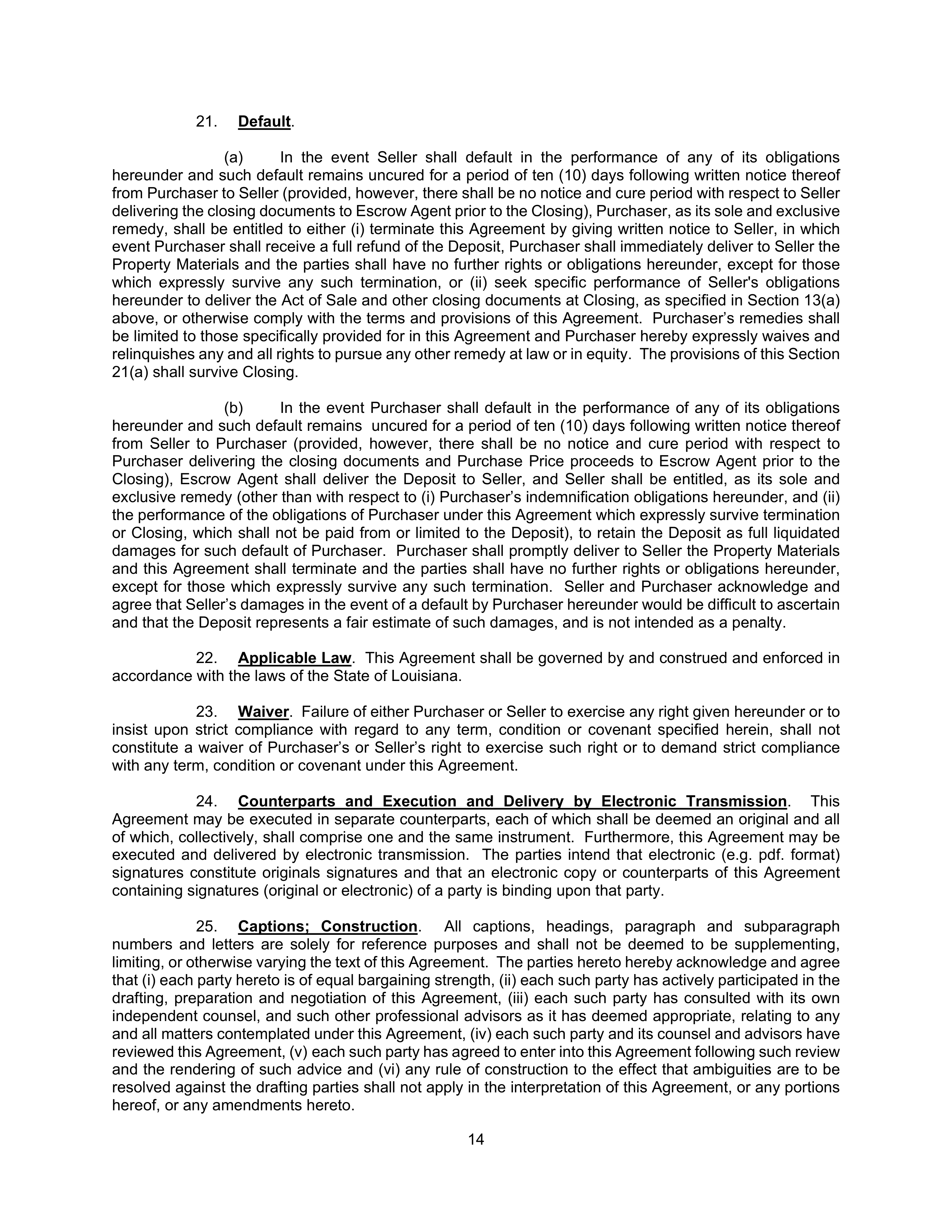 Home Depot Purchase and Sale Agreement — page 14