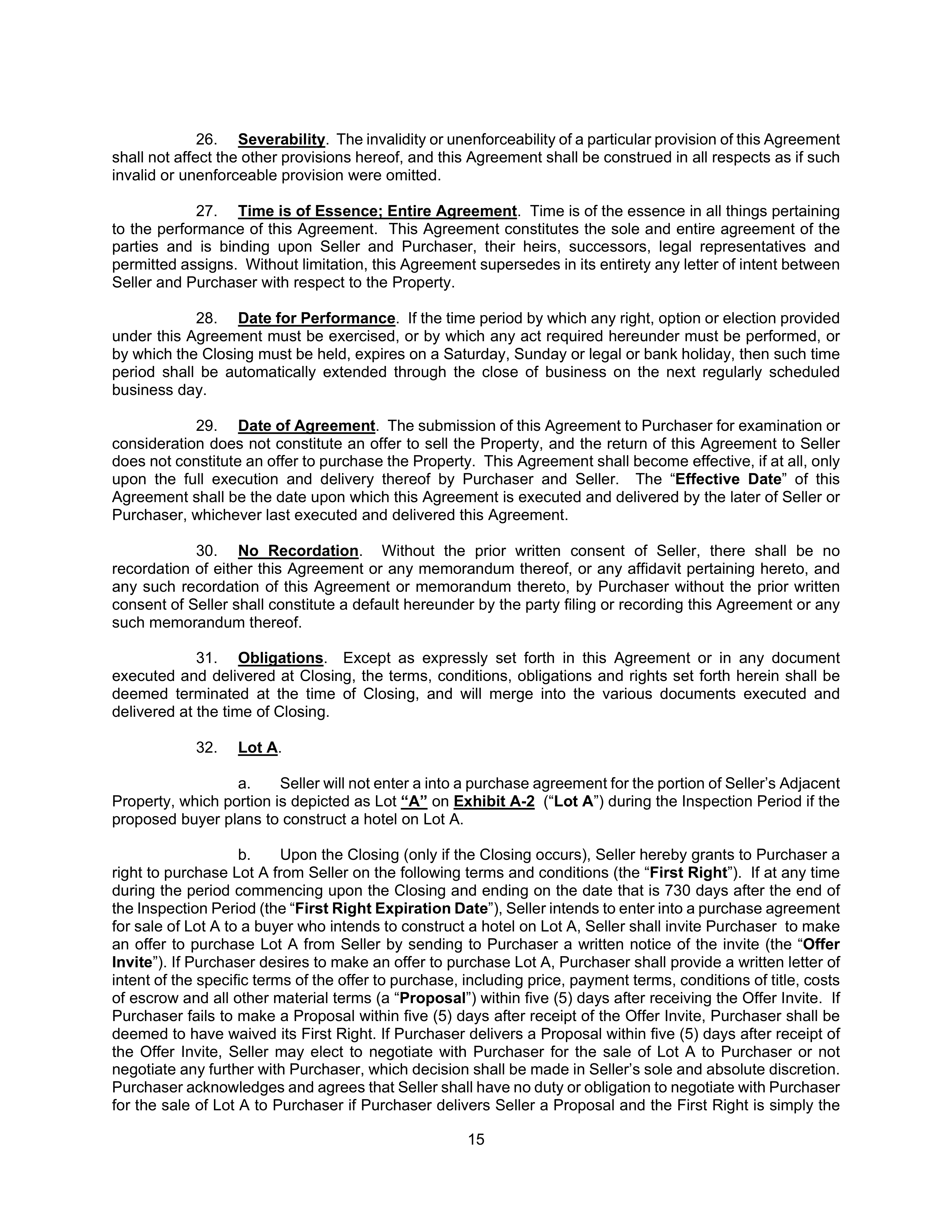 Home Depot Purchase and Sale Agreement — page 15