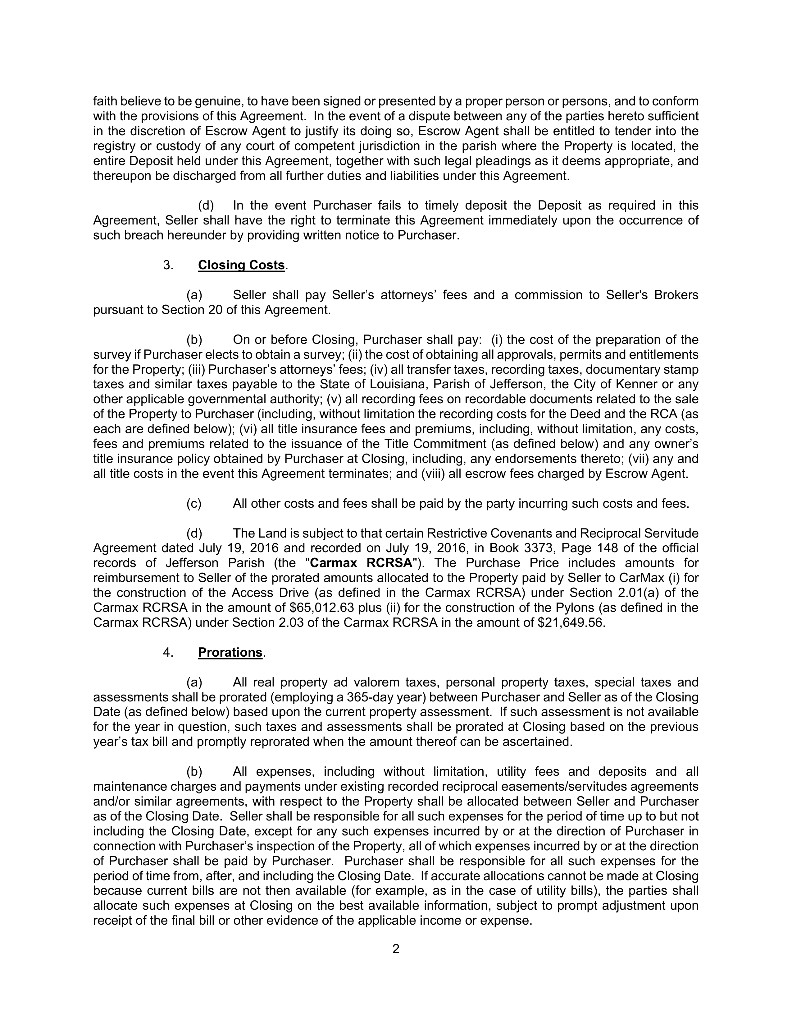 Home Depot Purchase and Sale Agreement — page 2
