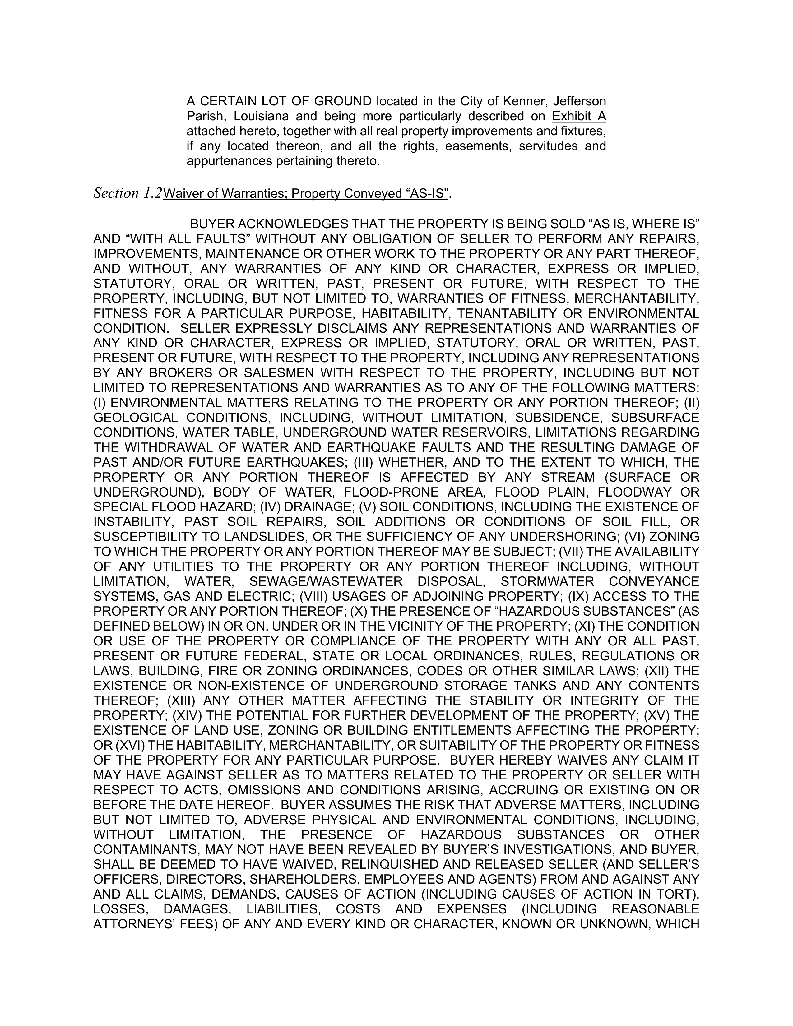 Home Depot Purchase and Sale Agreement — page 22