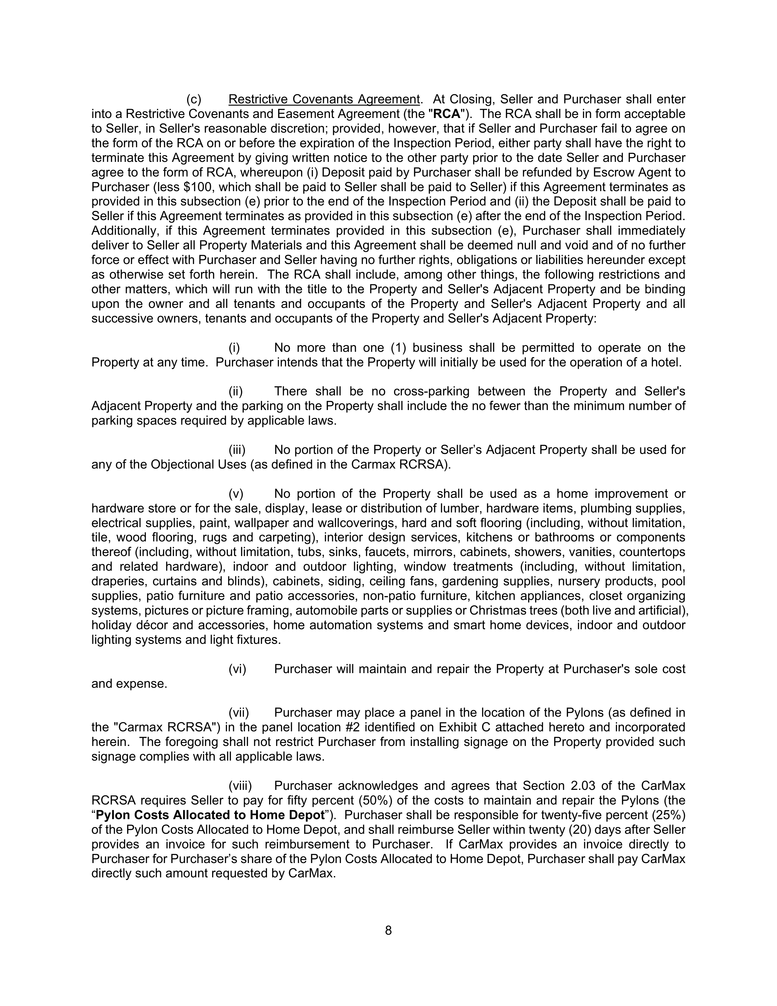 Home Depot Purchase and Sale Agreement — page 8