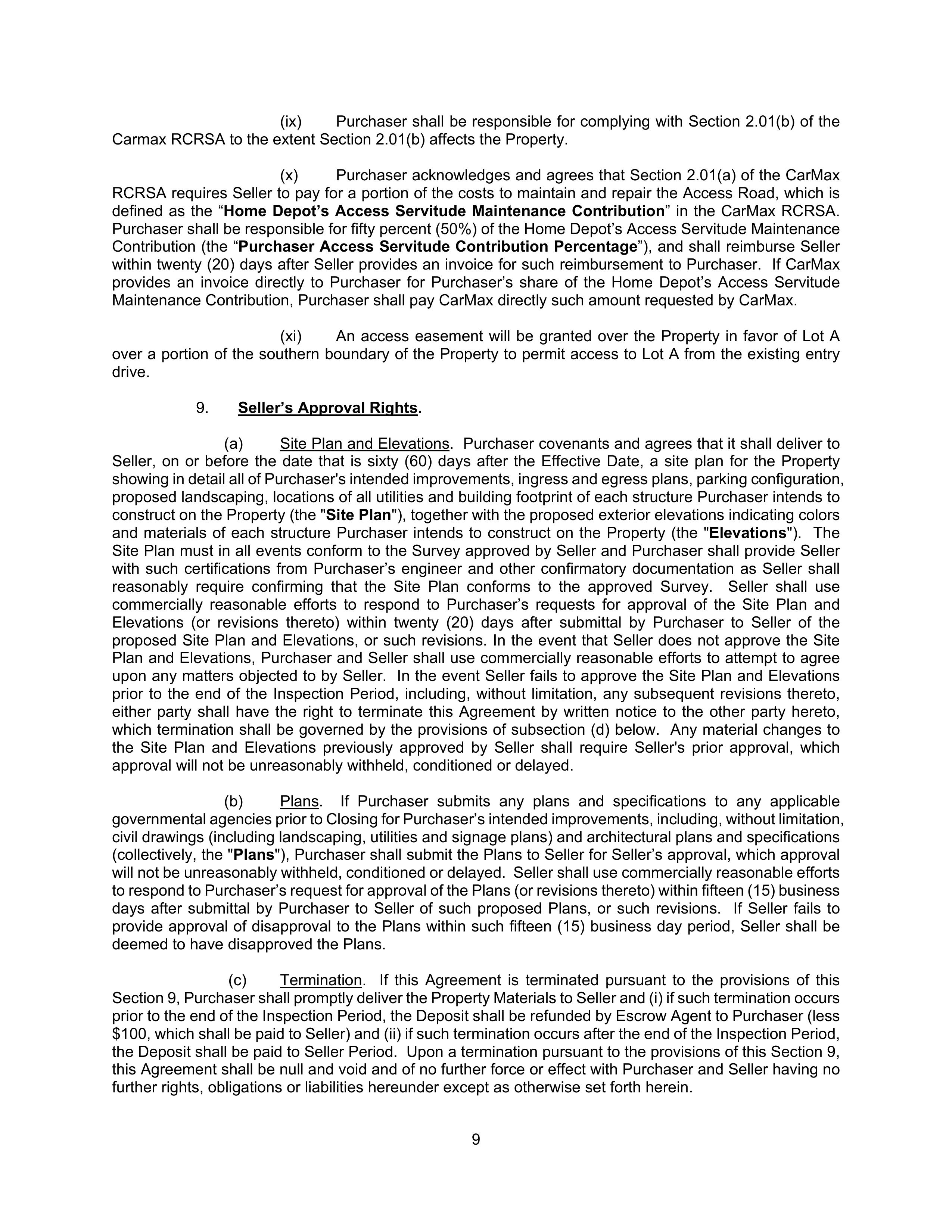 Home Depot Purchase and Sale Agreement — page 9