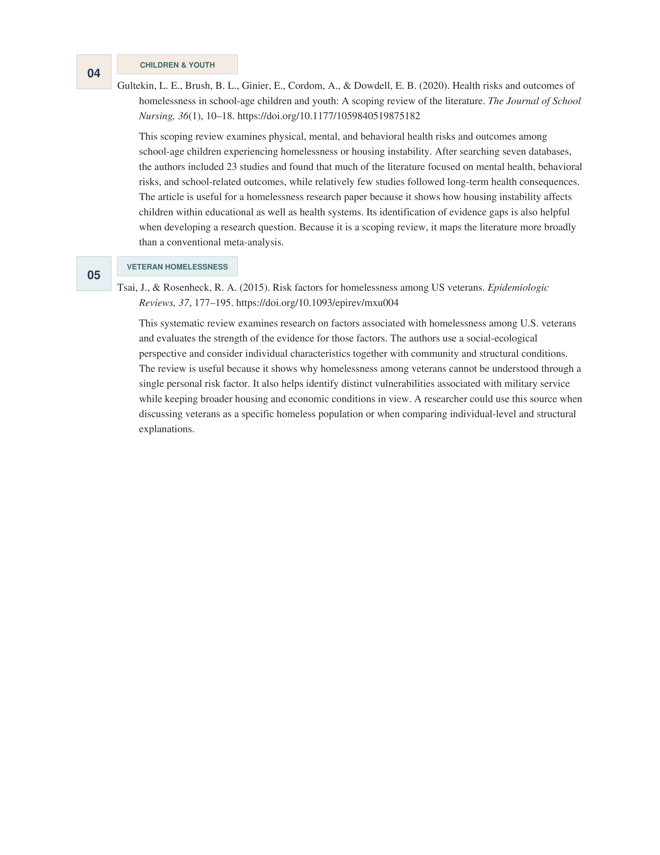 Homelessness Annotated Bibliography — page 2