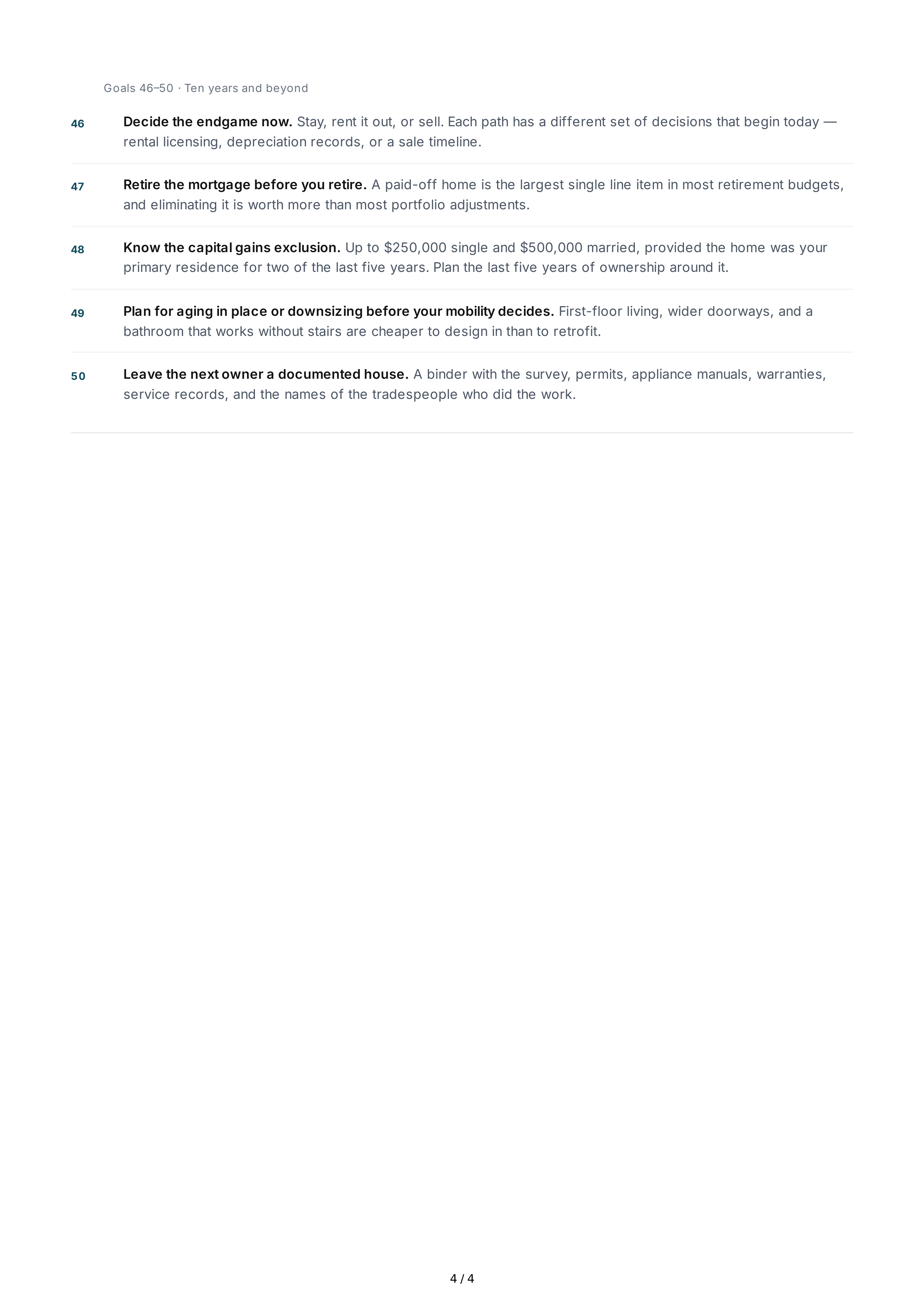 Homeownership Life Goals — page 4