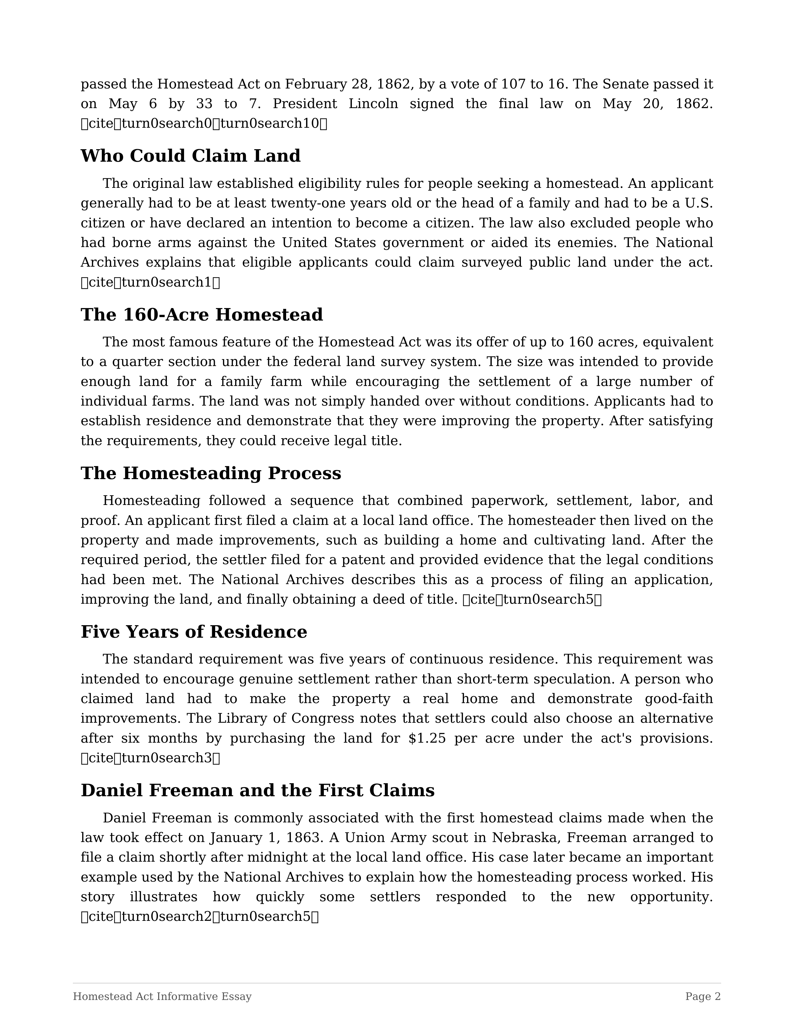 Homestead Act Informative Essay — page 2