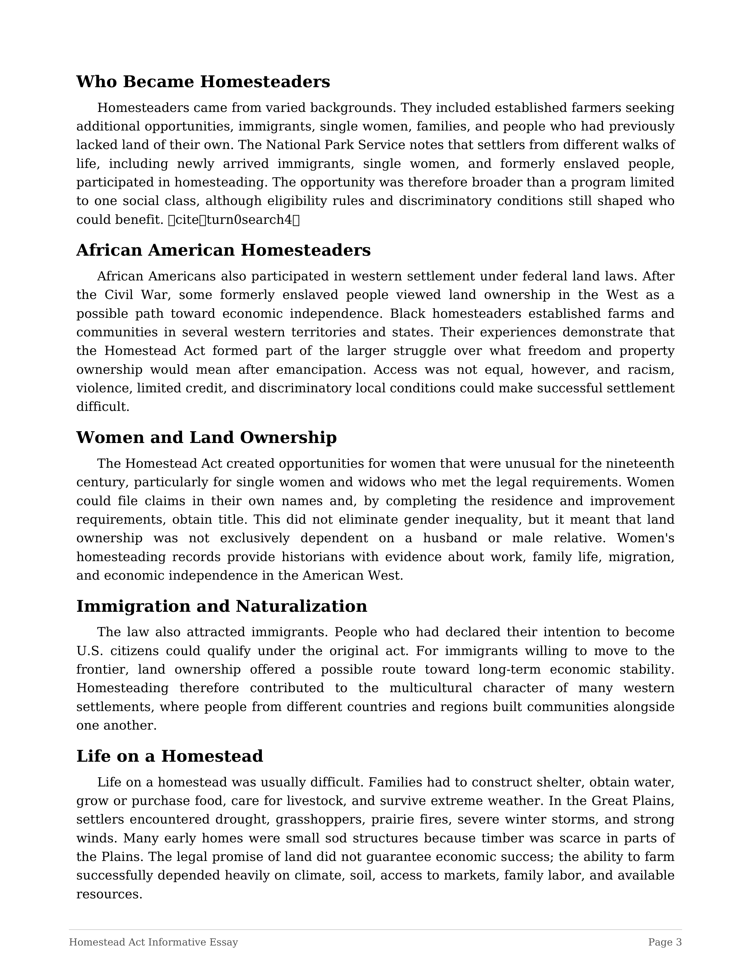 Homestead Act Informative Essay — page 3