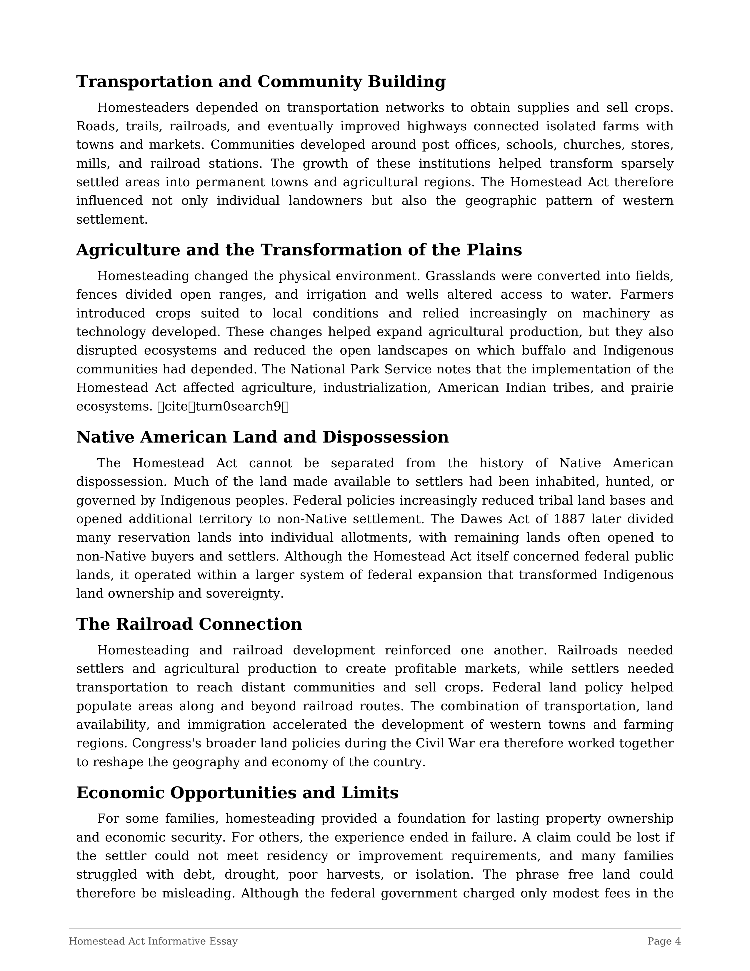 Homestead Act Informative Essay — page 4