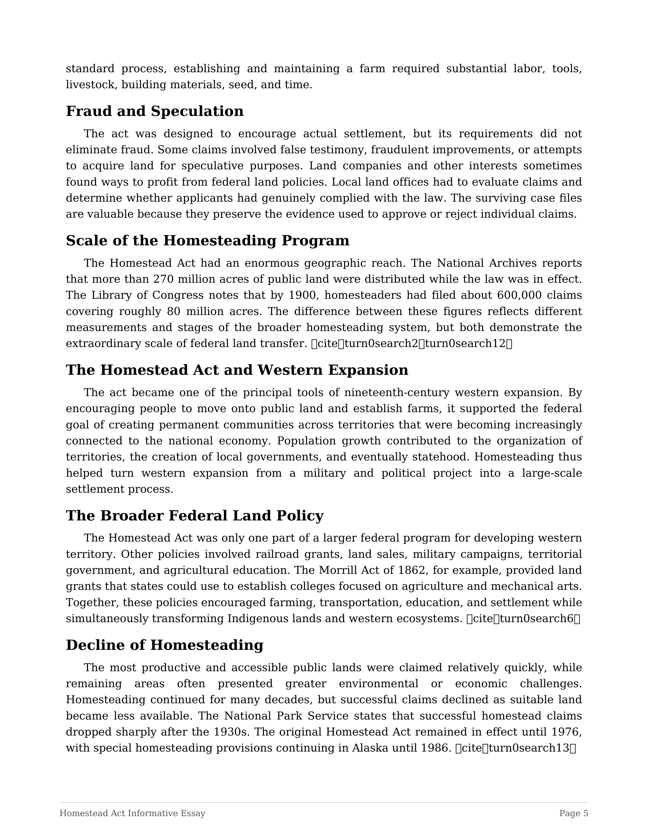 Homestead Act Informative Essay — page 5