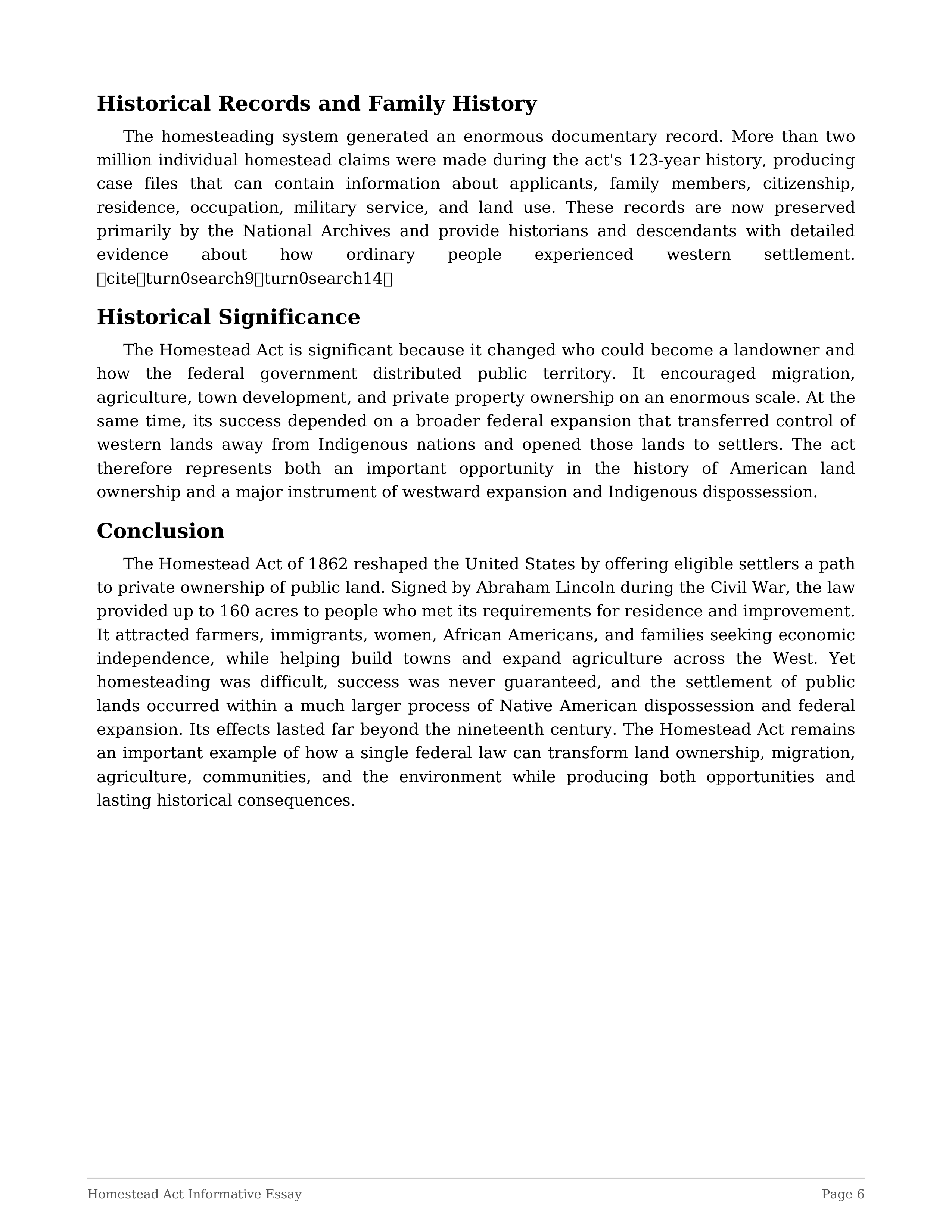 Homestead Act Informative Essay — page 6