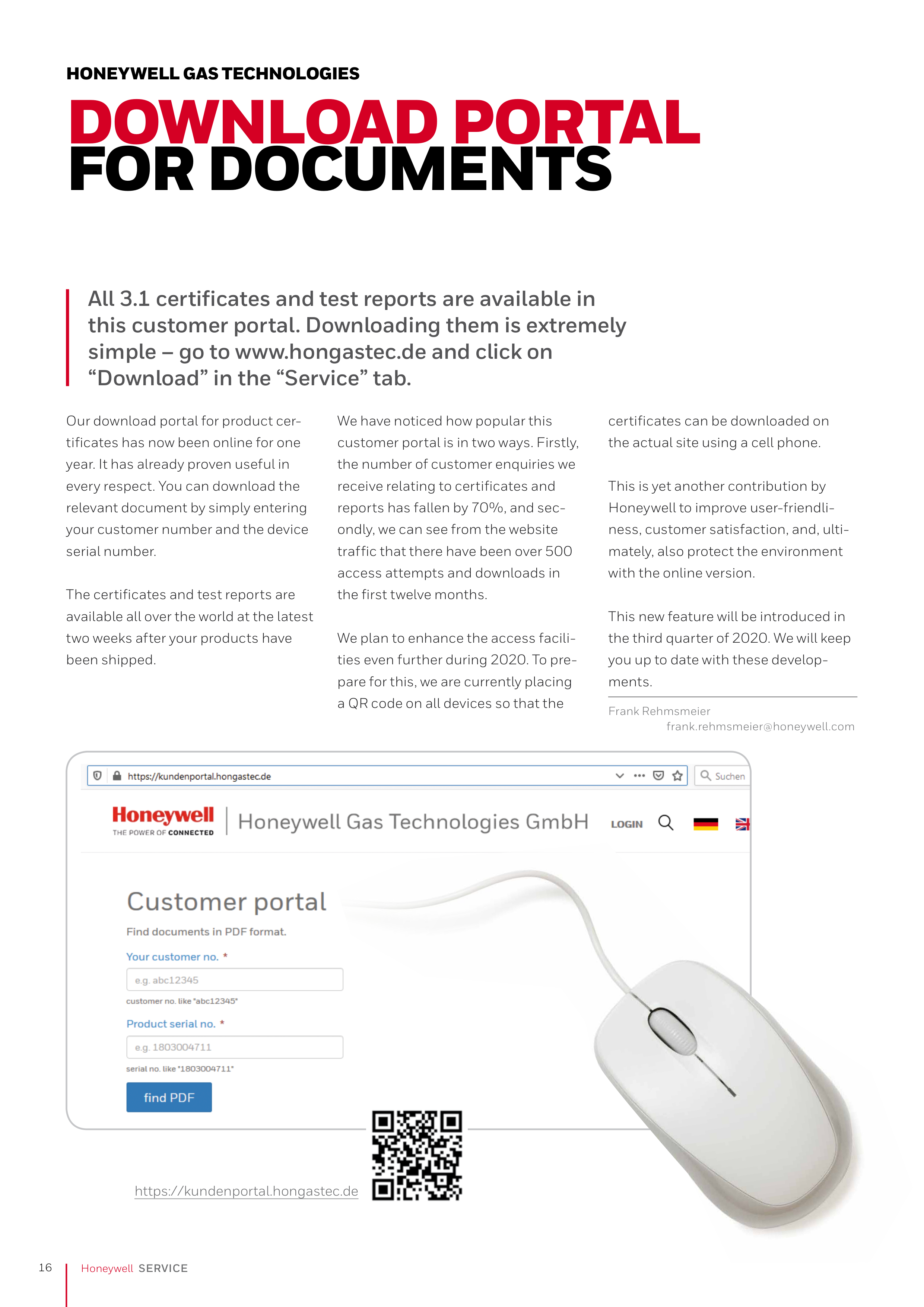 Honeywell Gas Customer Magazine — page 16