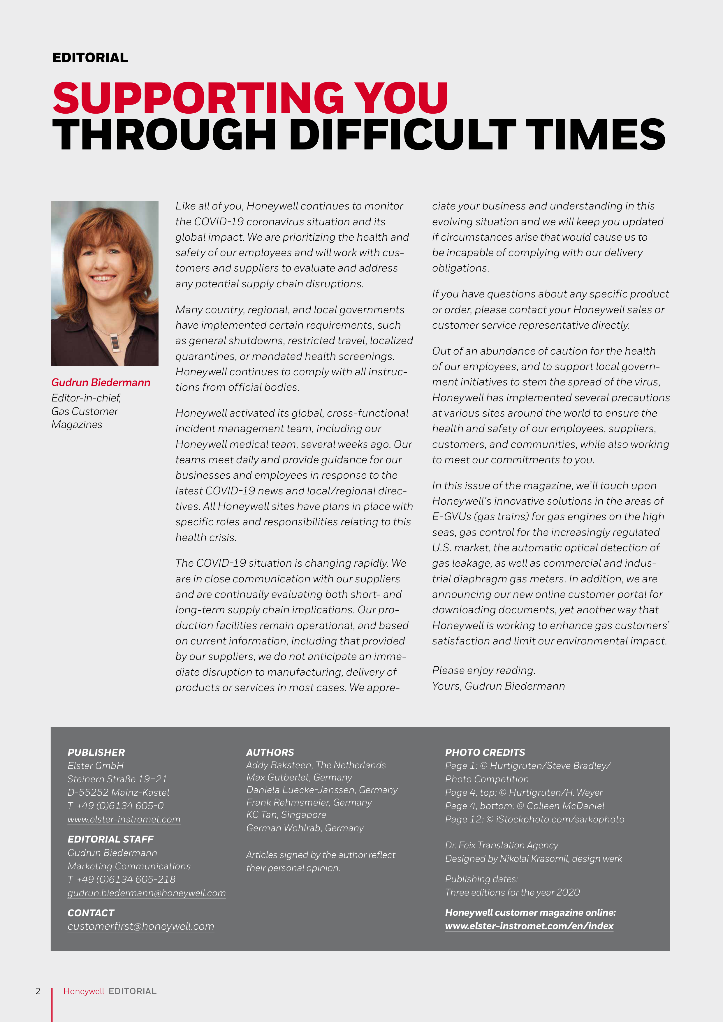 Honeywell Gas Customer Magazine — page 2