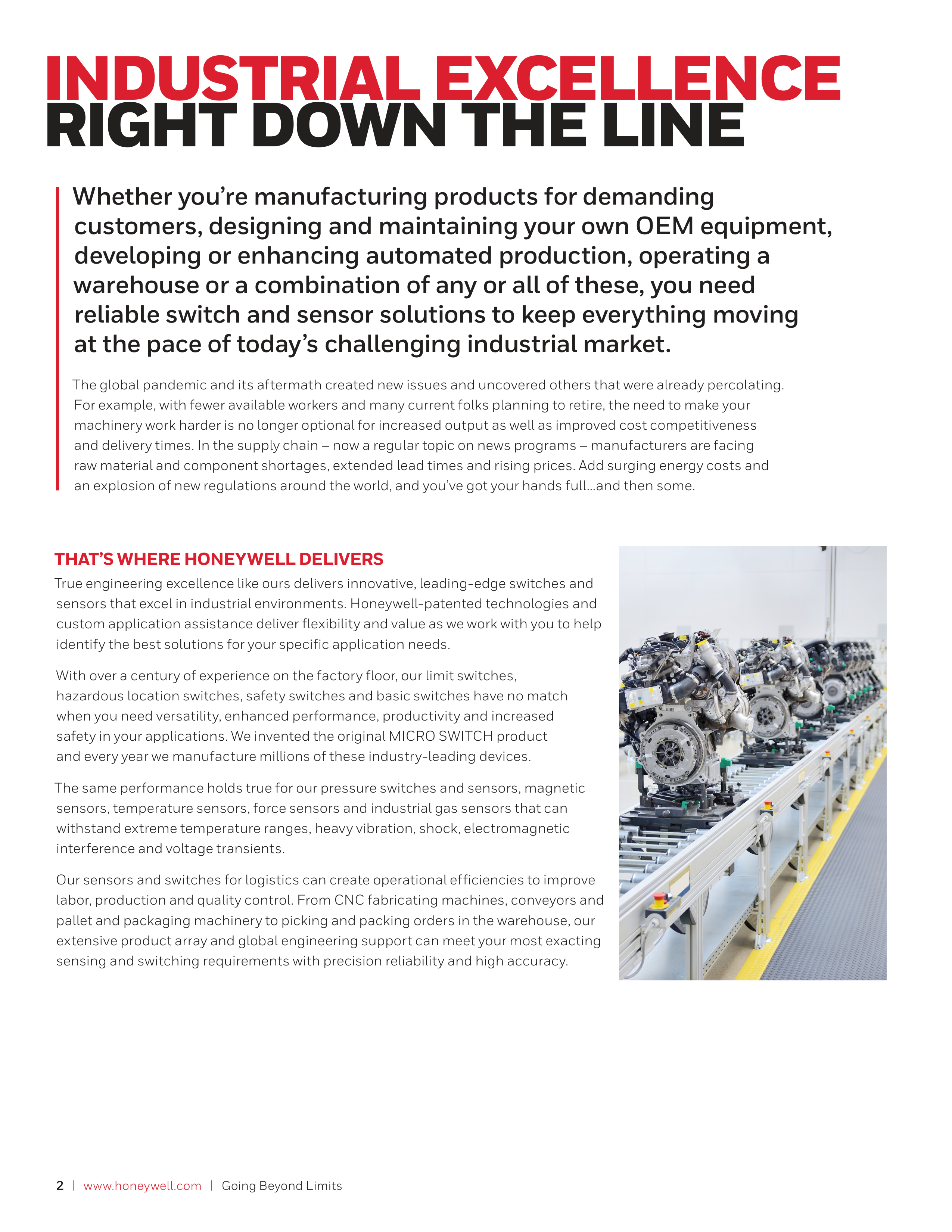 Honeywell Industrial Sensors Brochure — page 2
