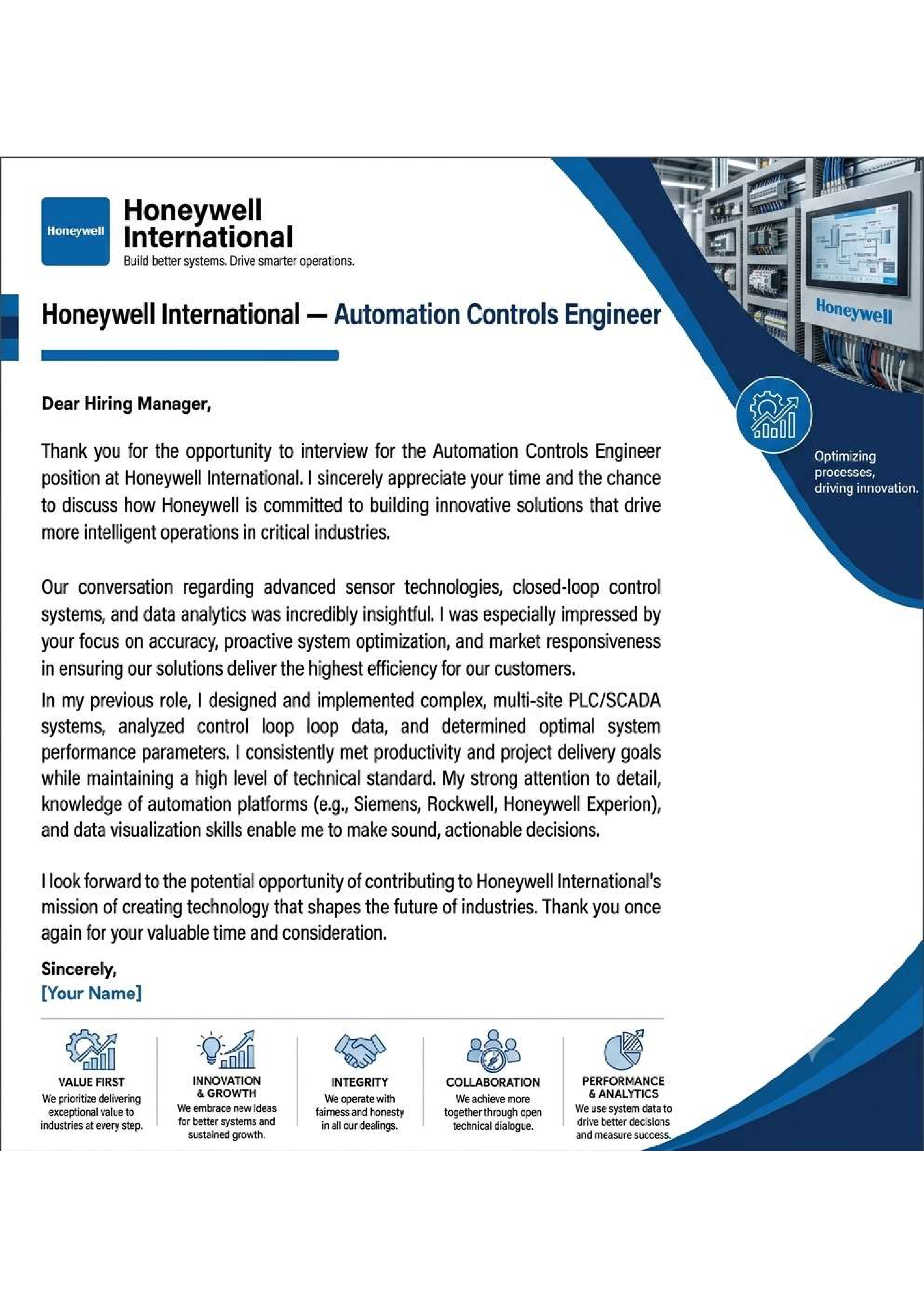 Honeywell International Automation Controls Engineer — page 1