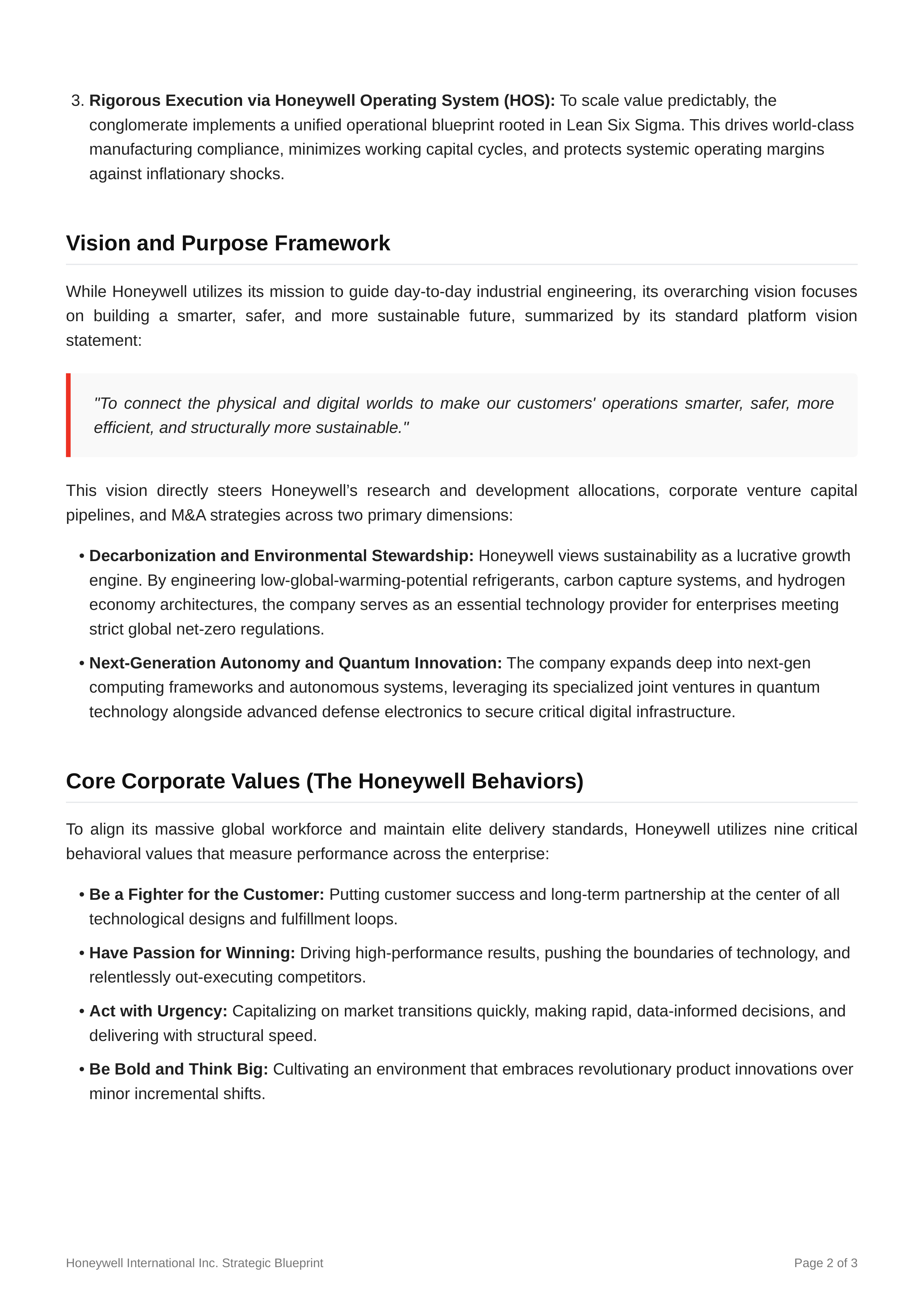 Honeywell International Mission Statement — page 2
