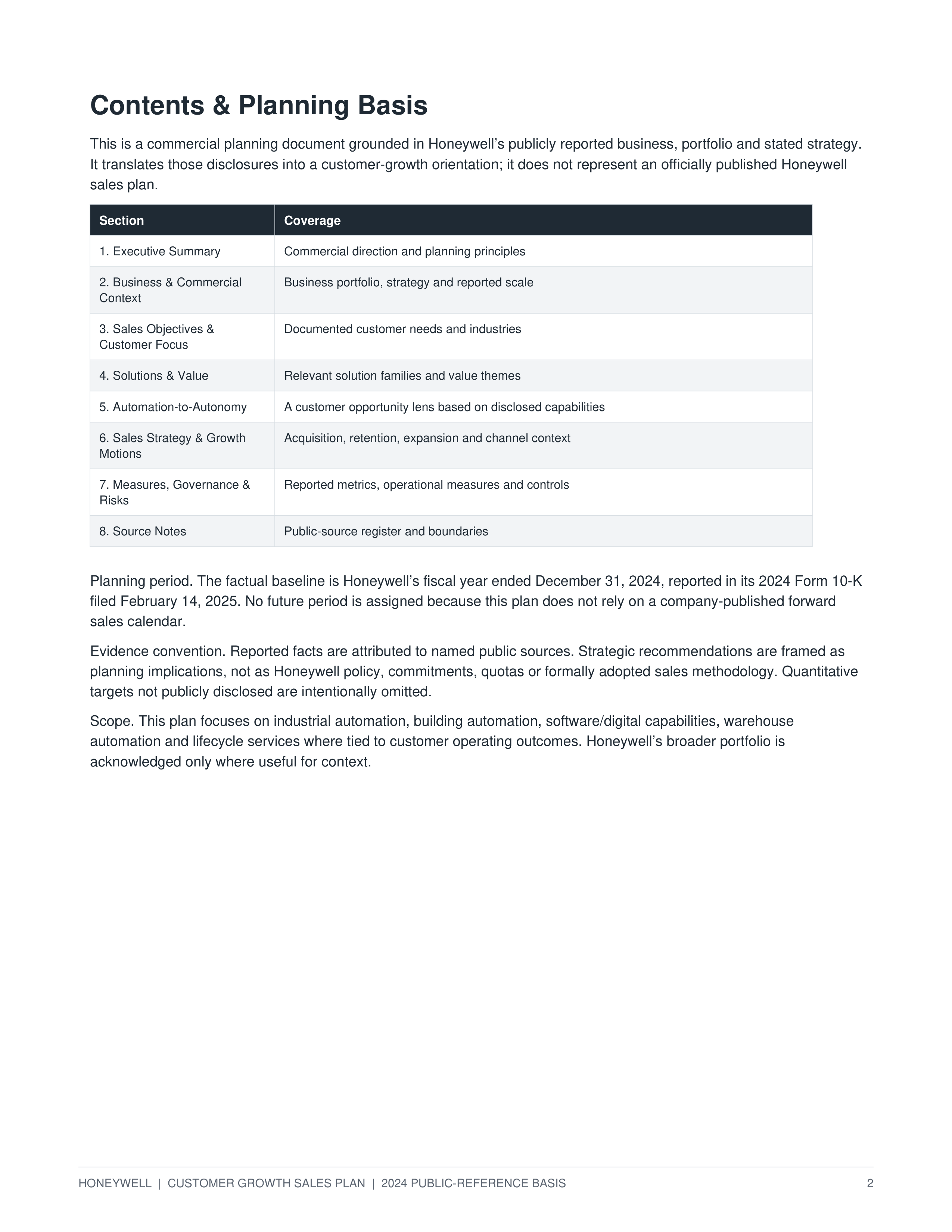 Honeywell Technologies Automation-to-Autonomy Customer Growth Sales Plan — page 2