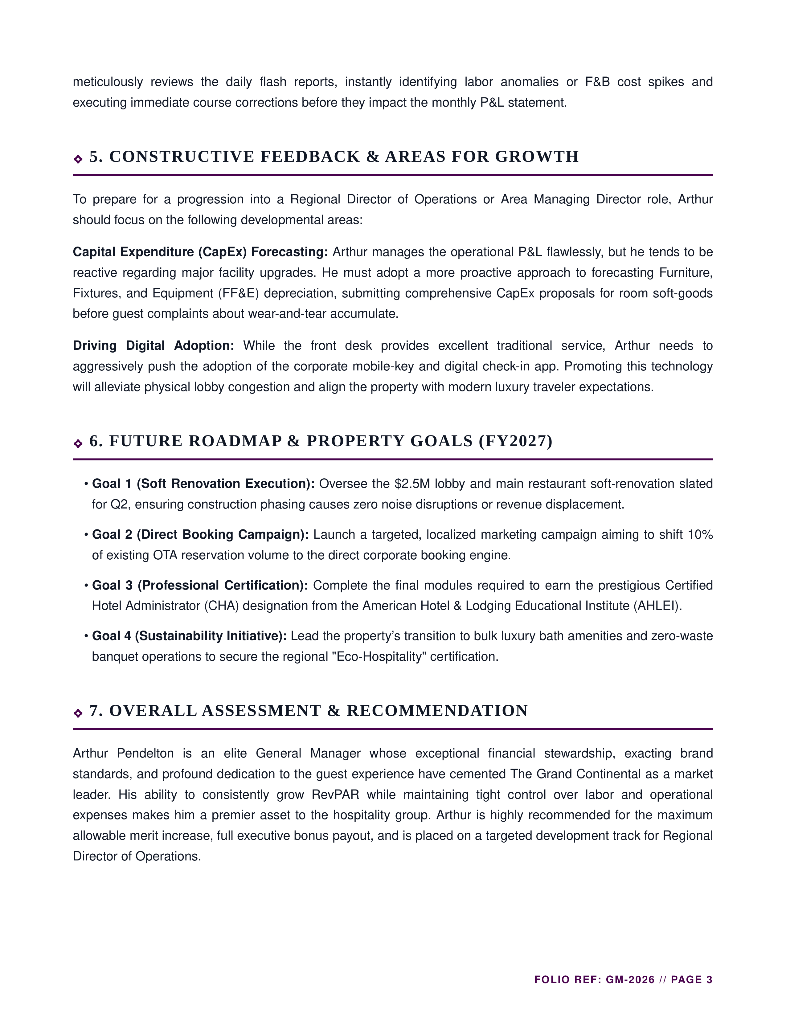 Hotel Manager Performance Review — page 3