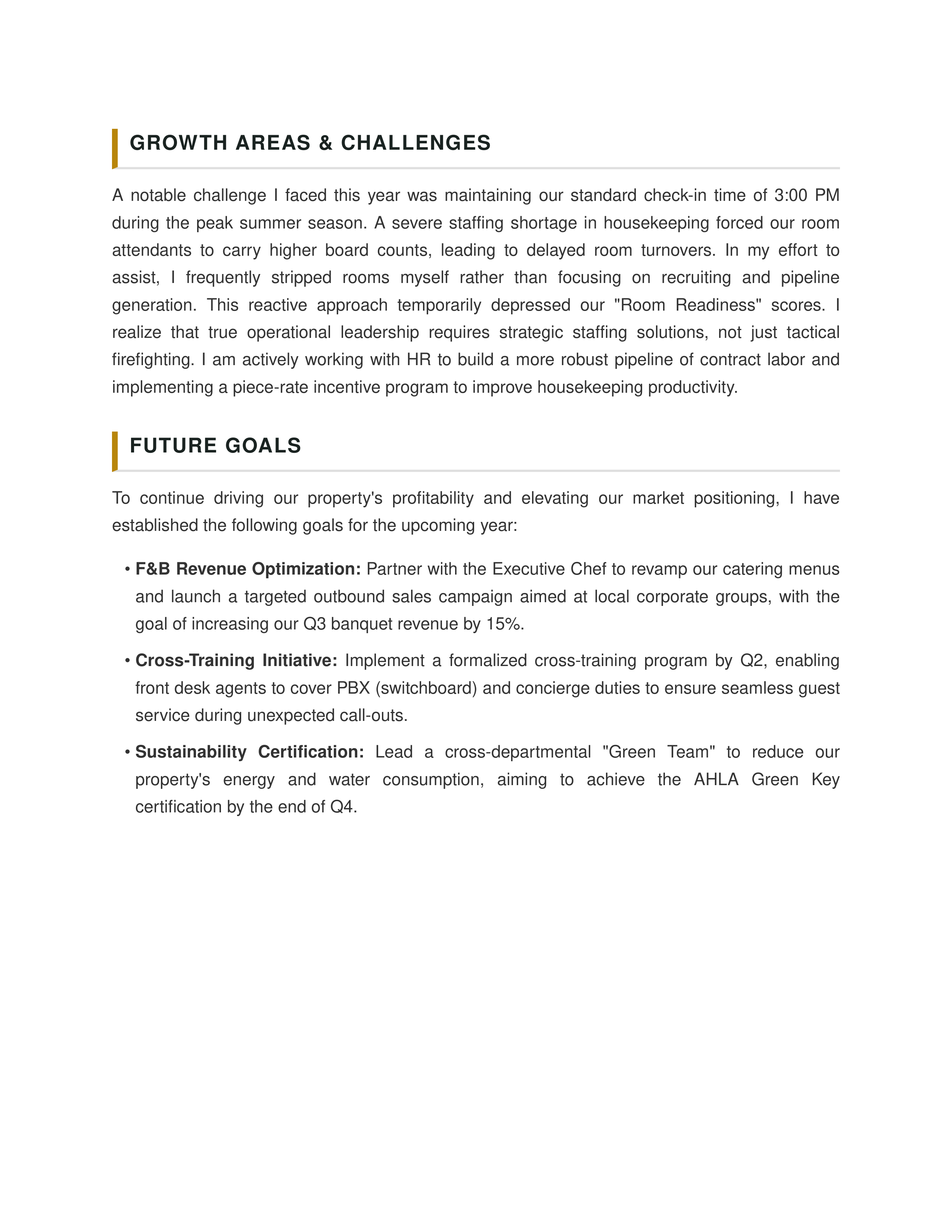 Hotel Manager Self Performance Review — page 2