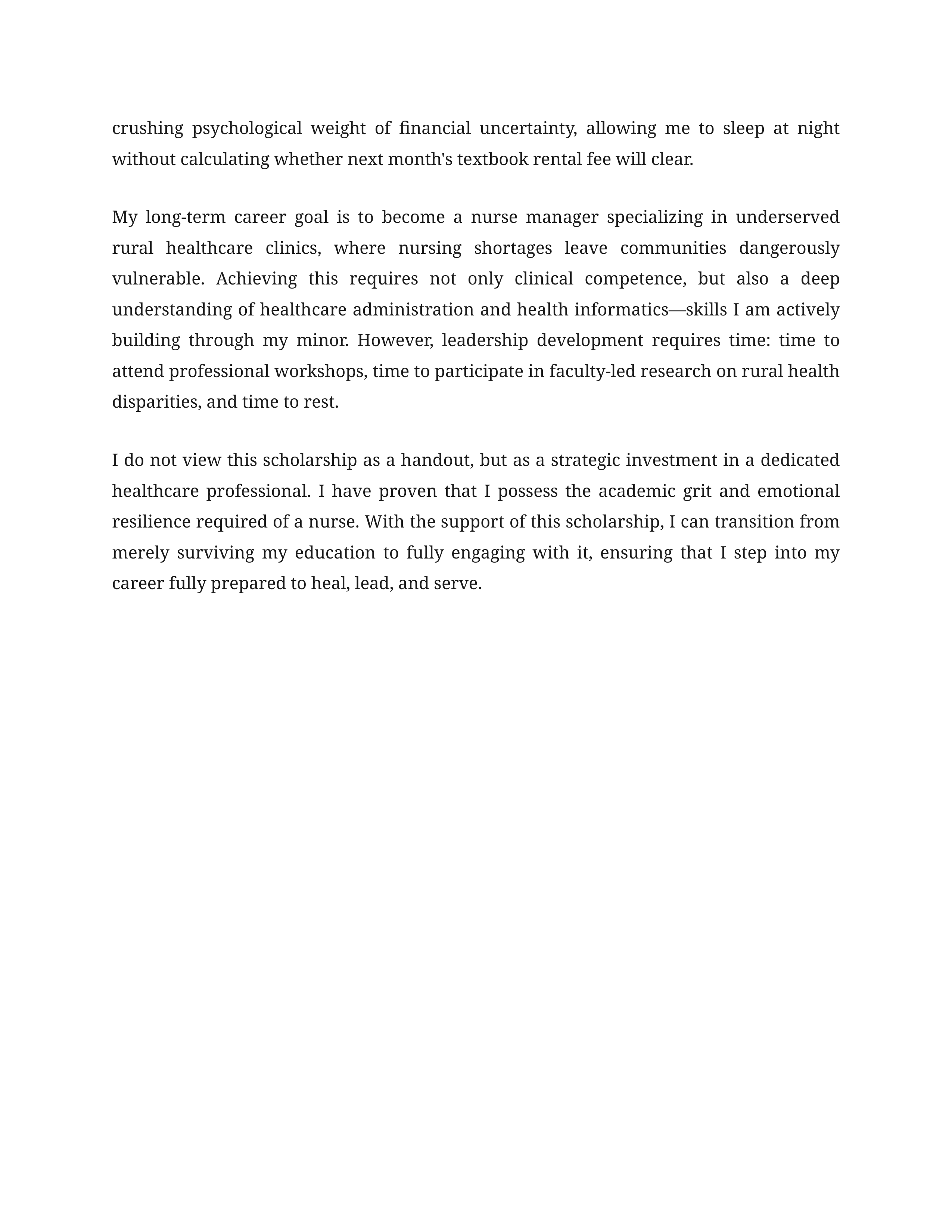How This Scholarship Will Help Me Scholarship Essay — page 2
