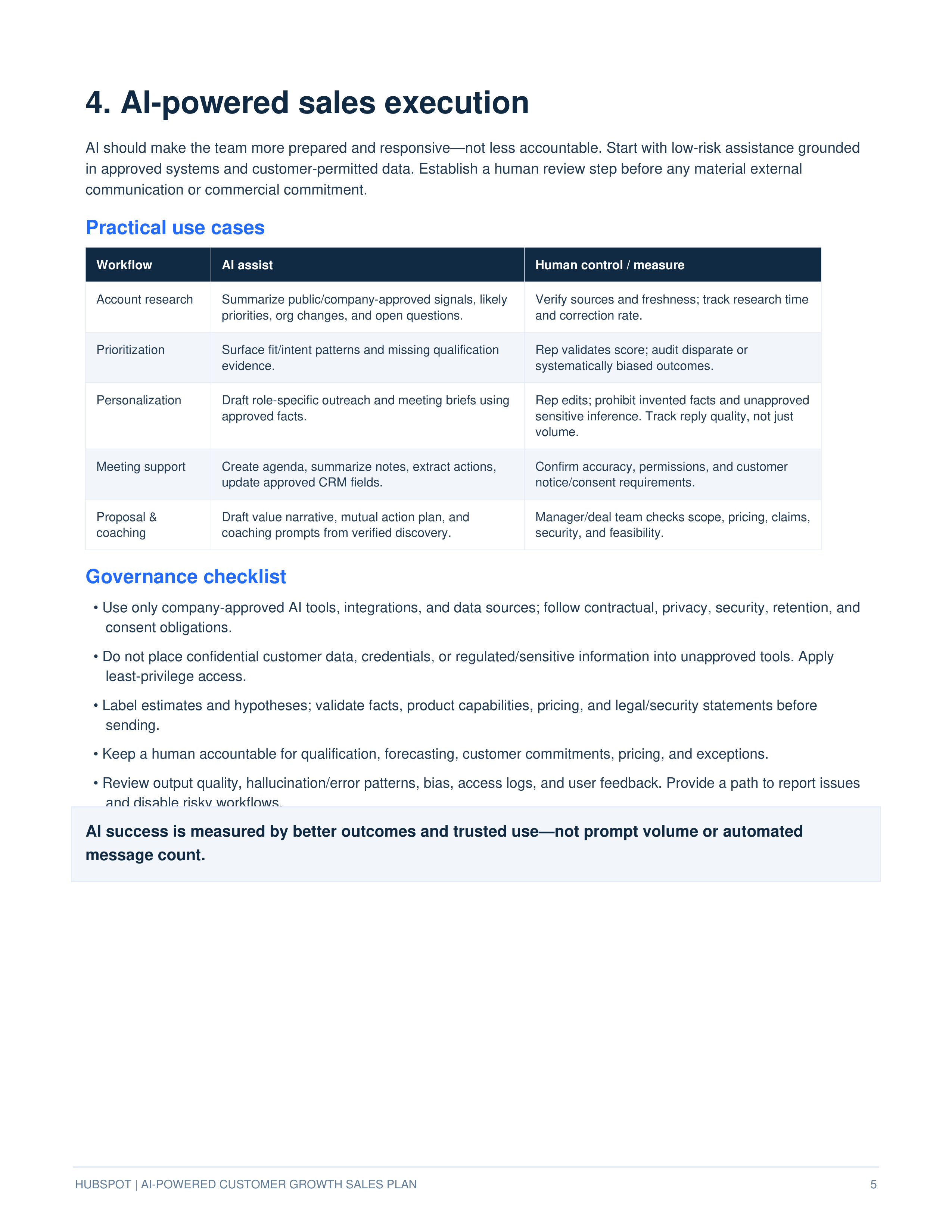 HubSpot AI-Powered Upmarket & Multi-Hub Customer Growth Sales Plan — page 5