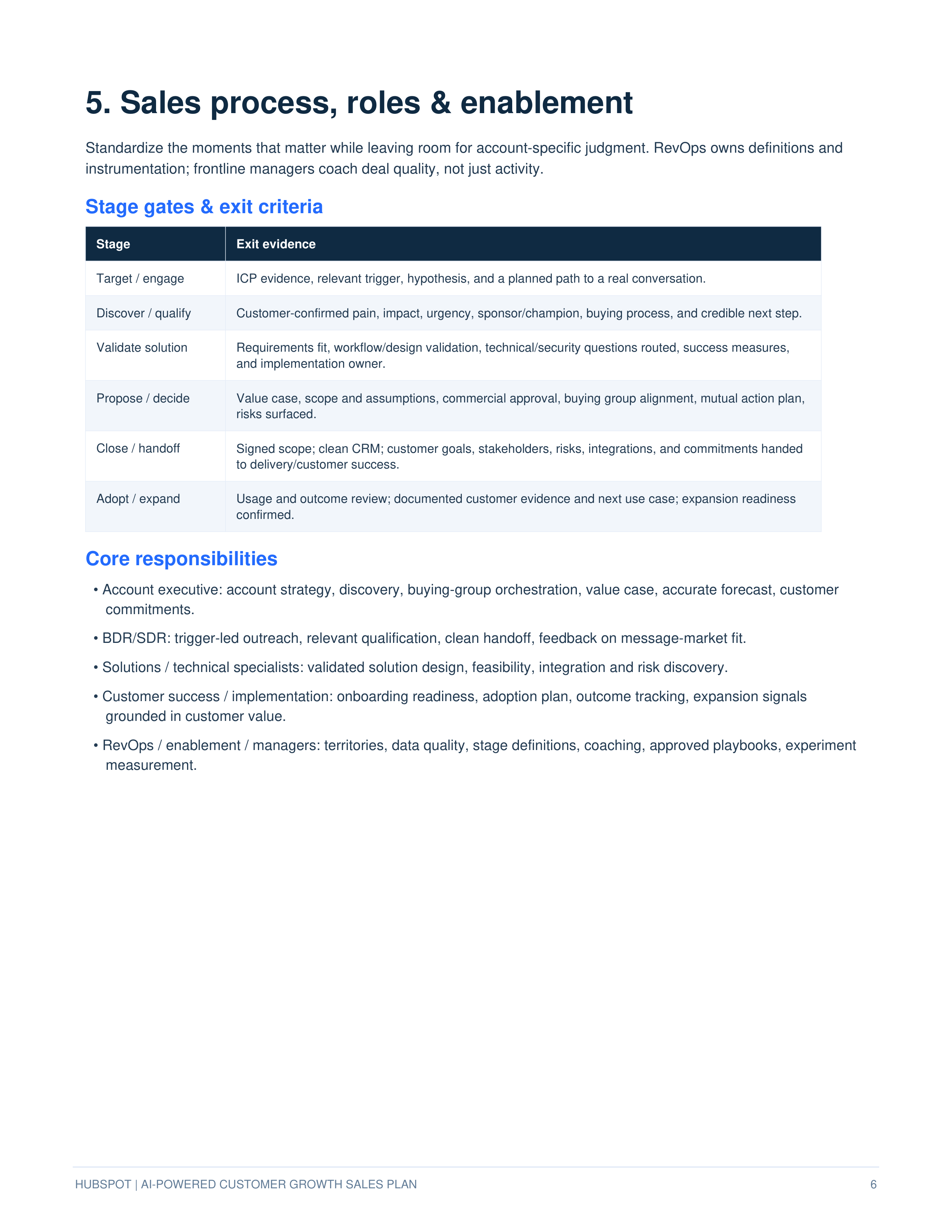 HubSpot AI-Powered Upmarket & Multi-Hub Customer Growth Sales Plan — page 6