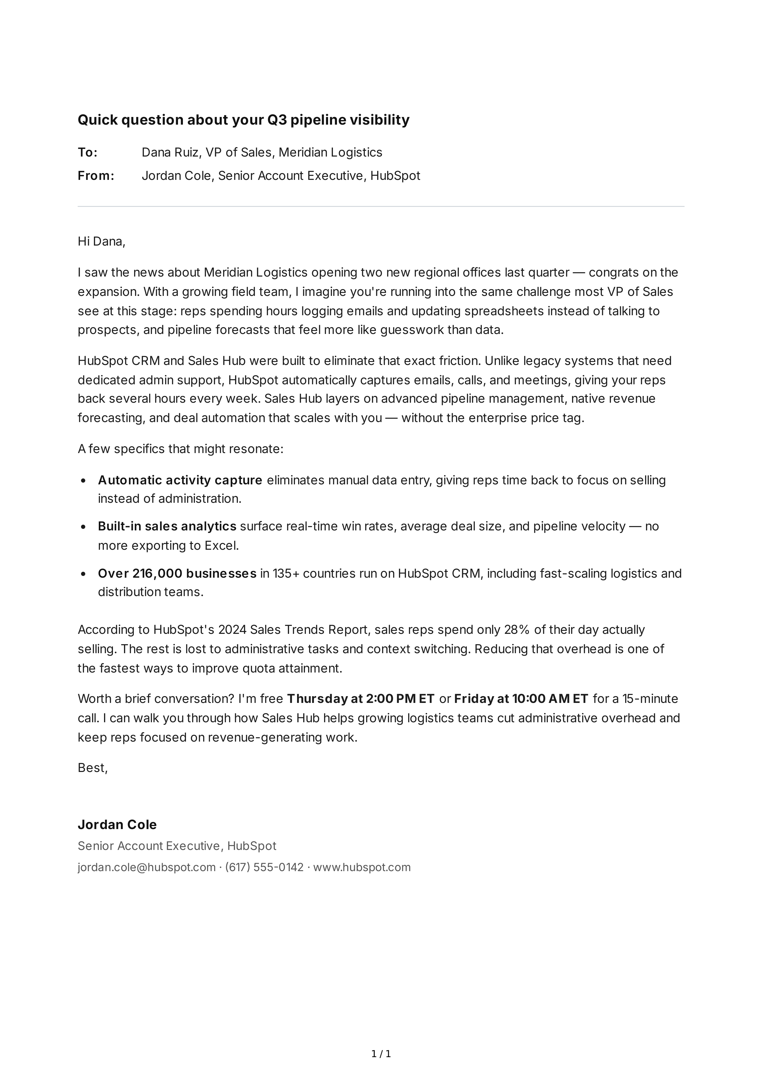 HubSpot Sales Email — page 1