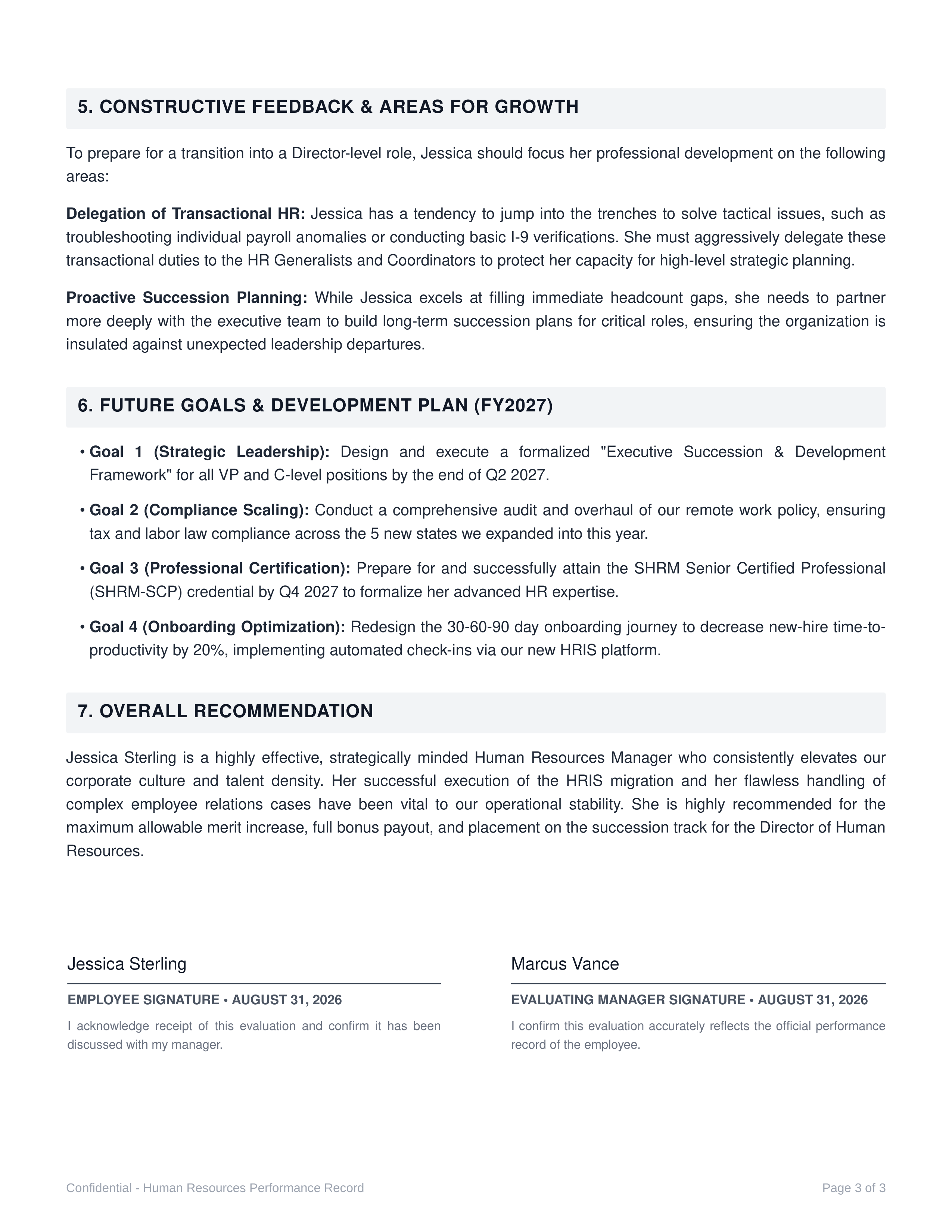 Human Resources Manager Performance Review — page 3
