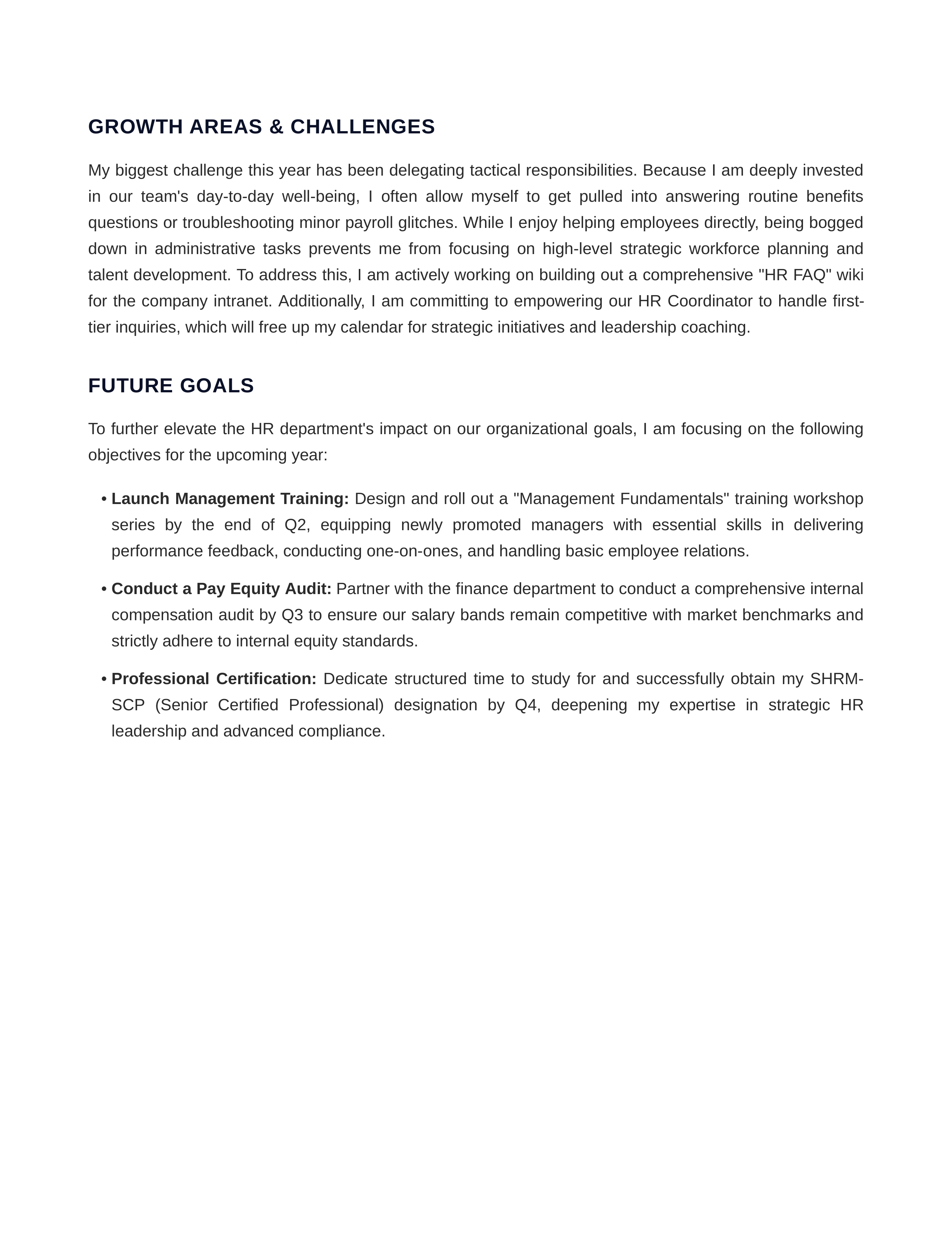 Human Resources Manager Self Performance Review — page 2