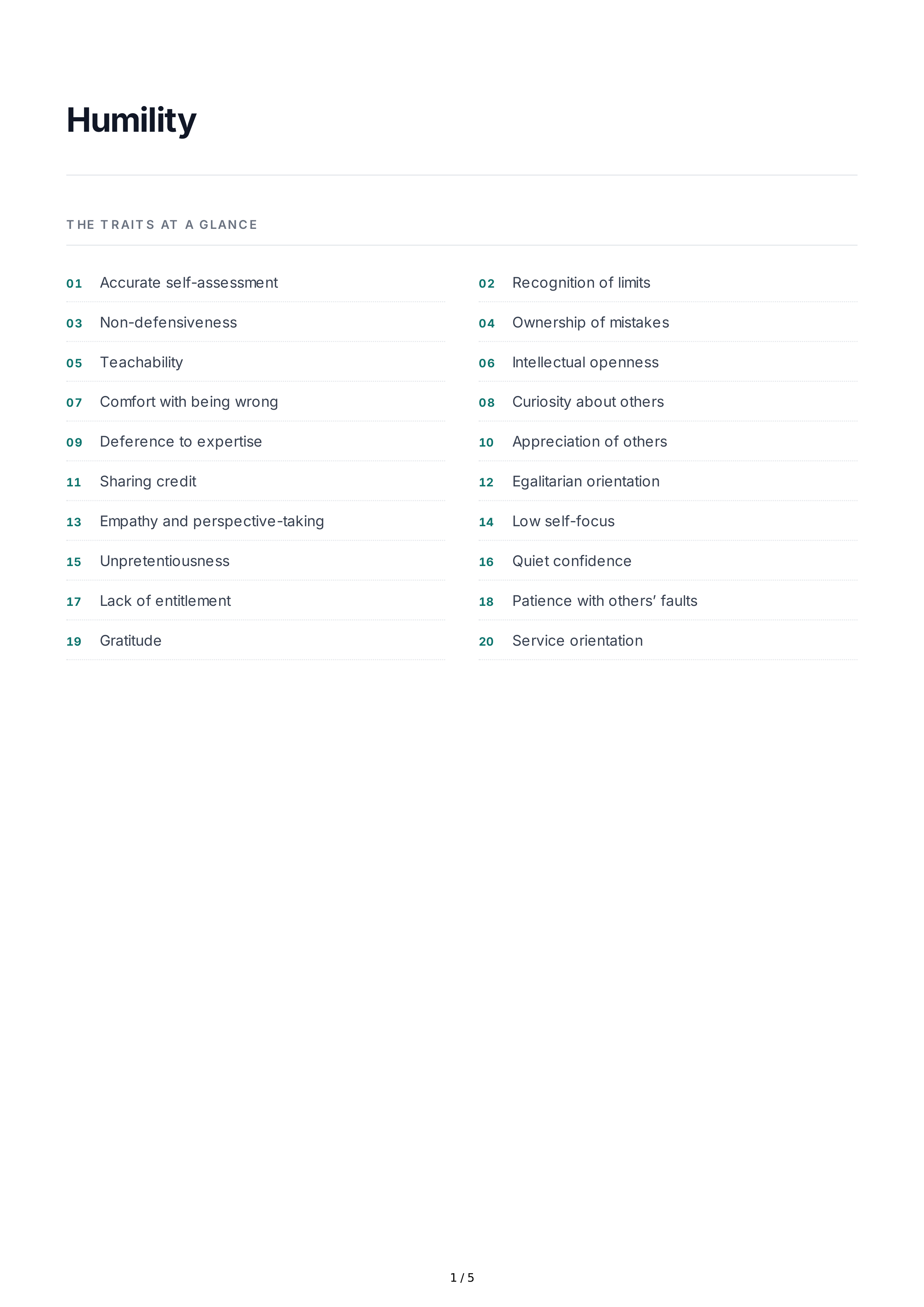 Humility Personality Traits — page 1