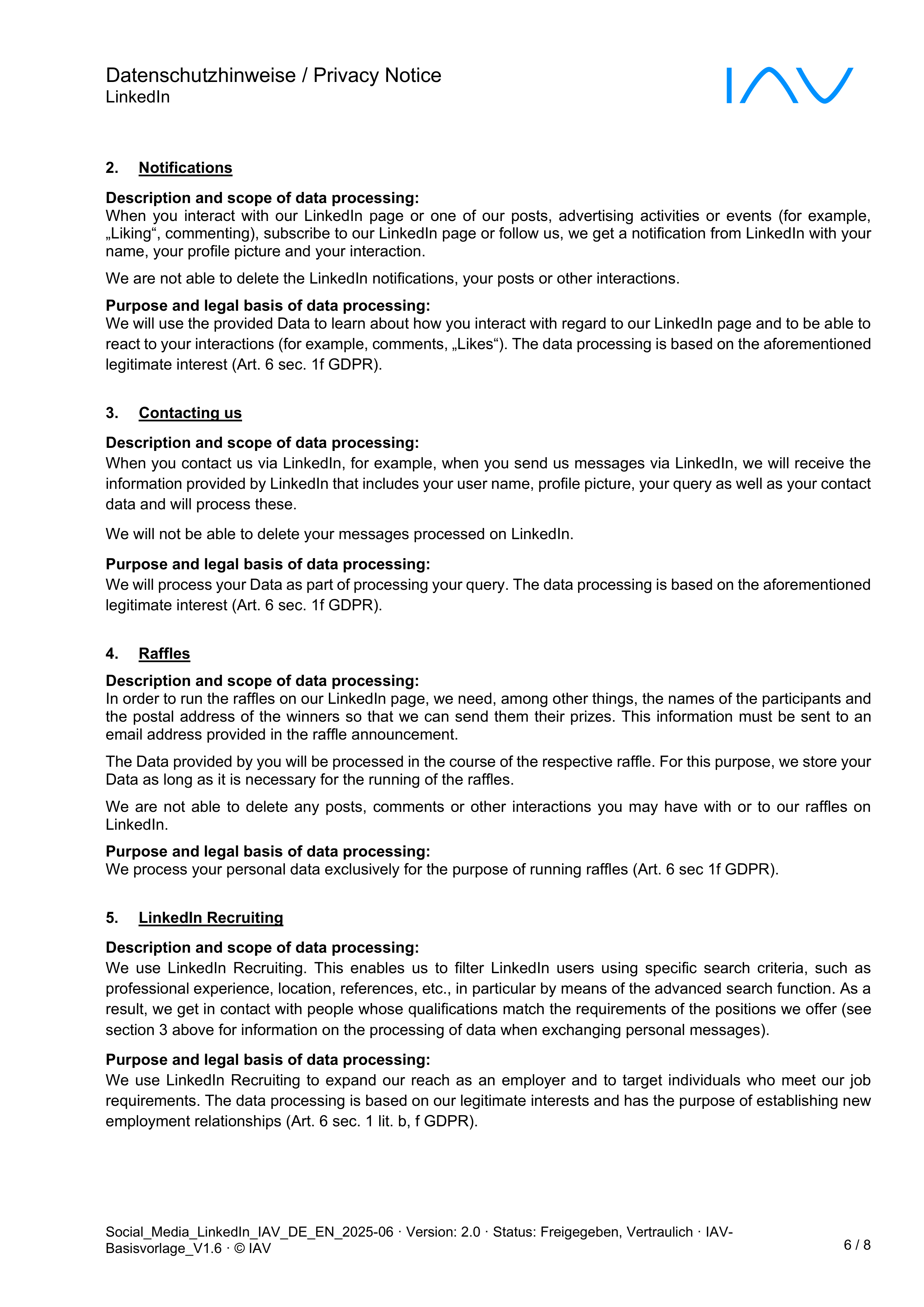 IAV LinkedIn Privacy Notice — page 2