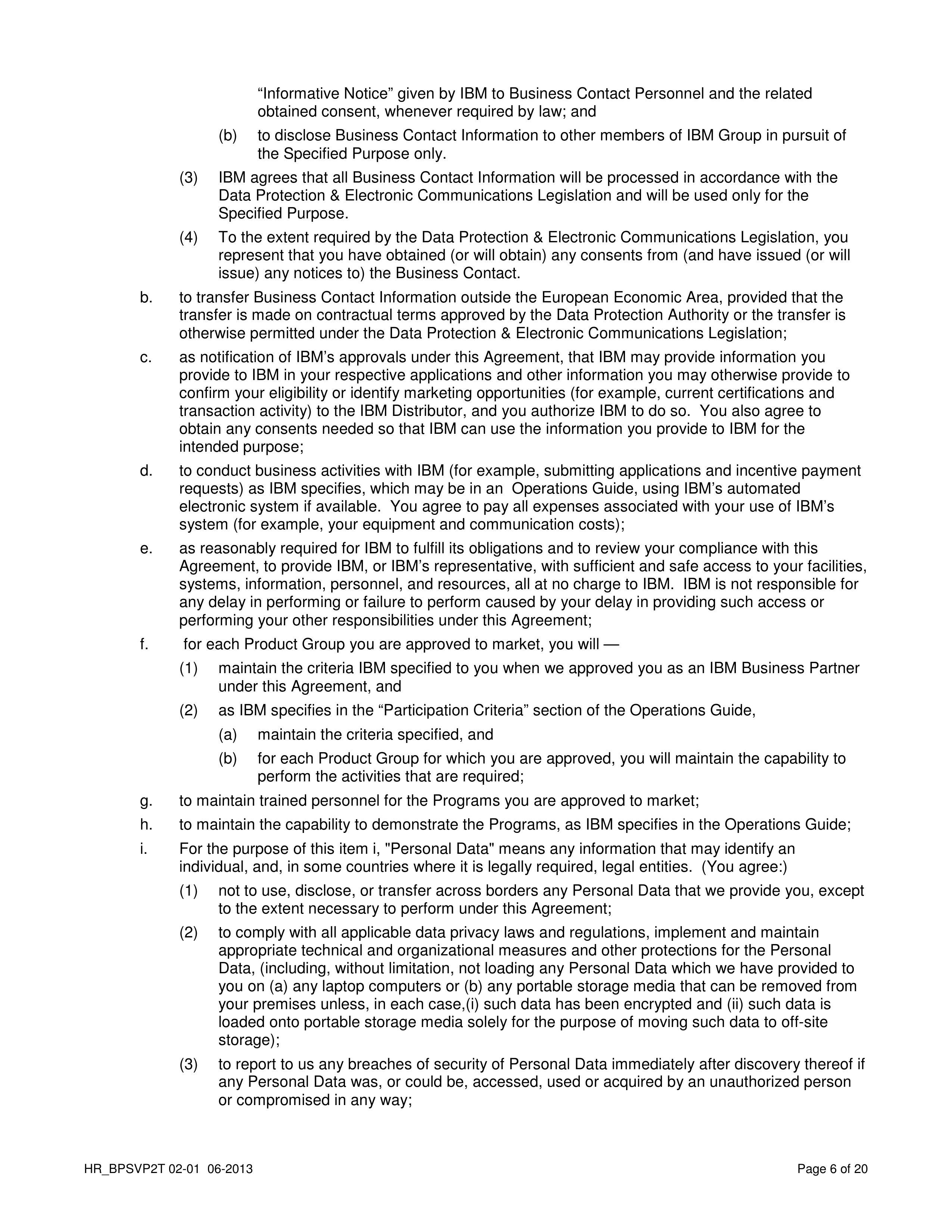 IBM Business Partner Agreement — page 6