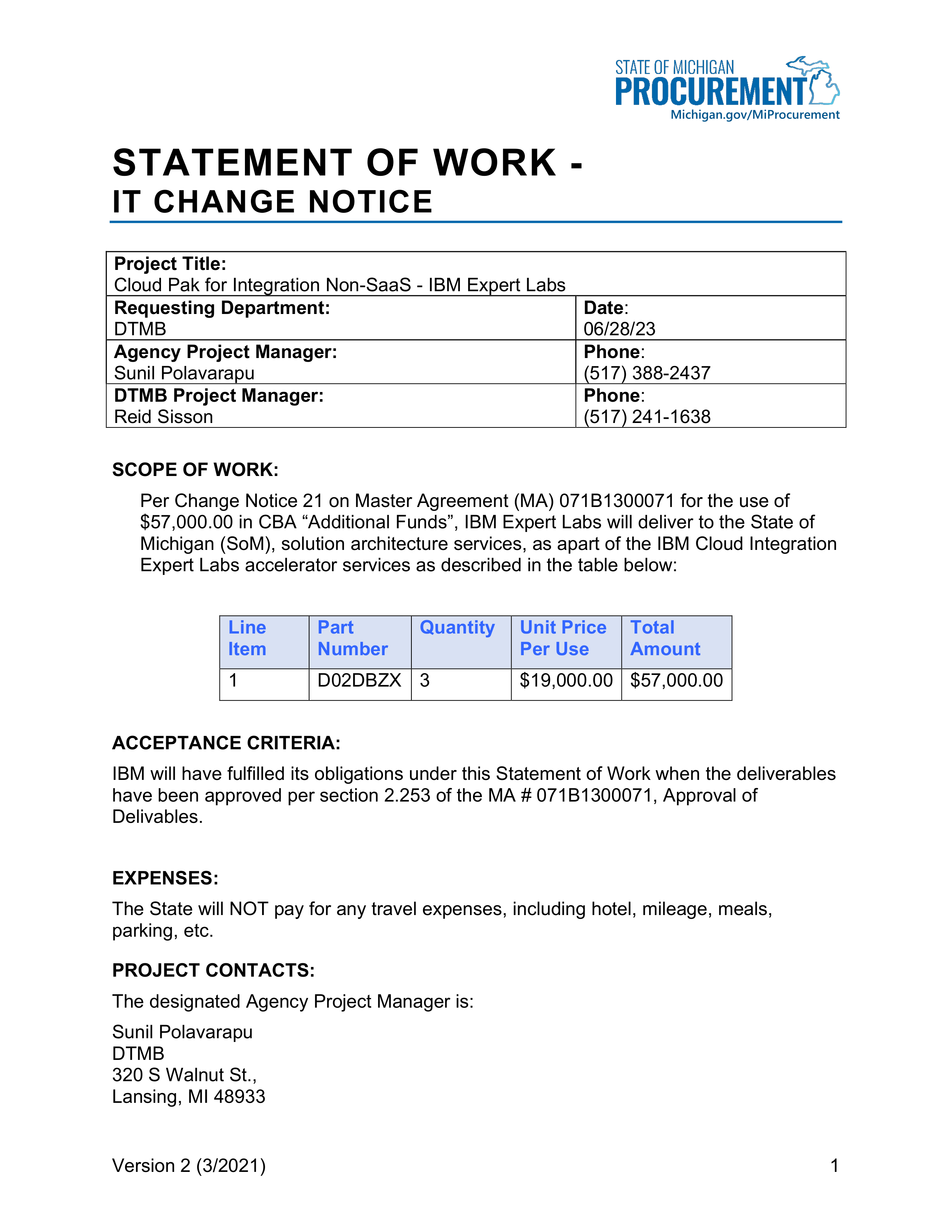 IBM Contract Change — page 131