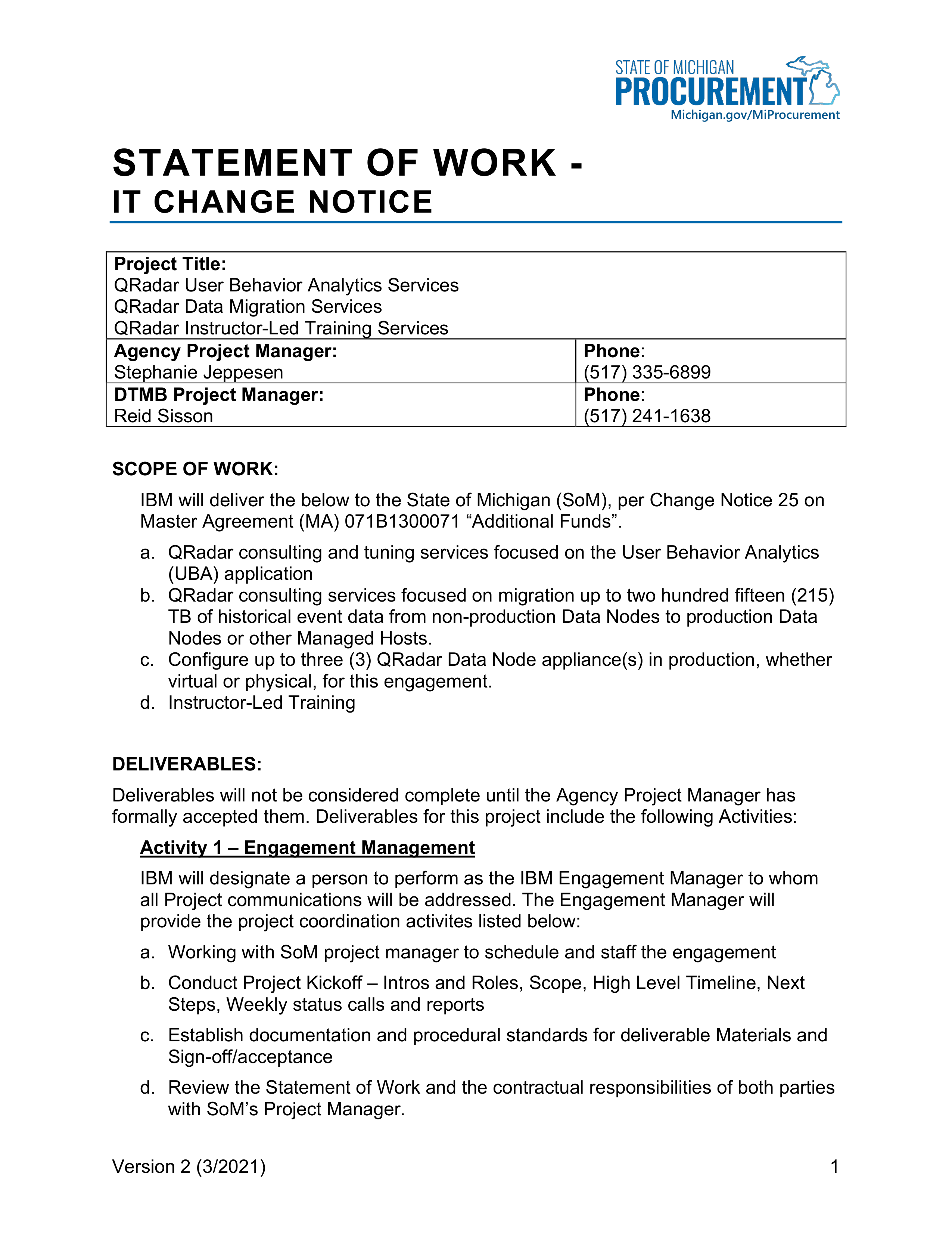 IBM Contract Change — page 137