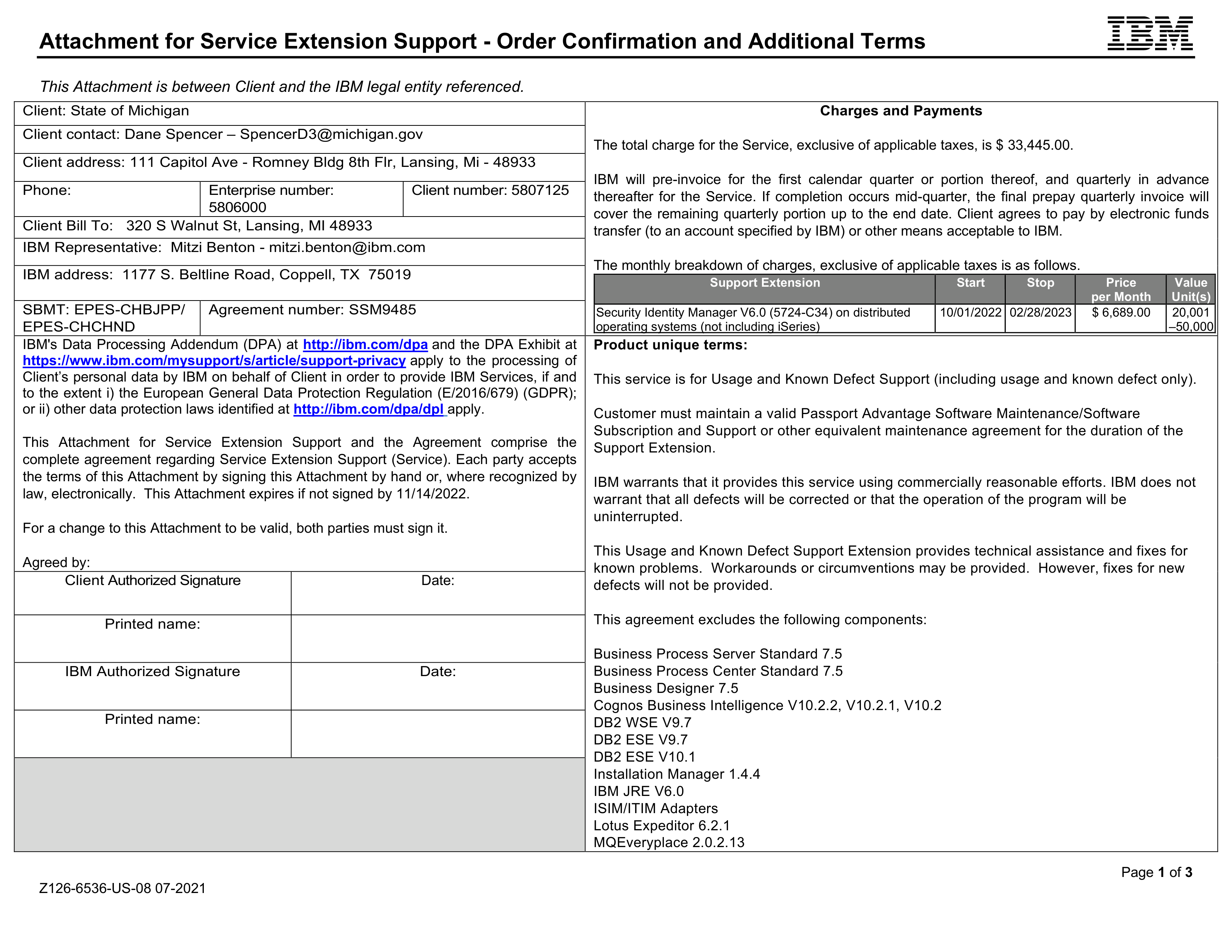 IBM Contract Change — page 161