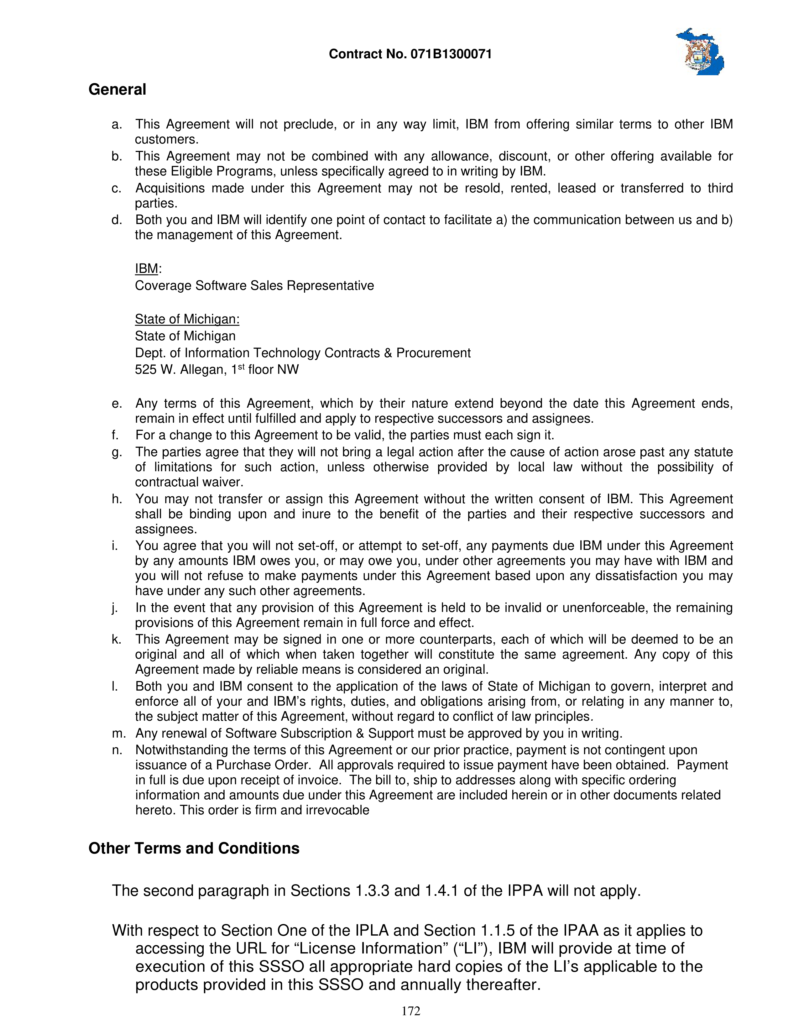 IBM Contract Change — page 219