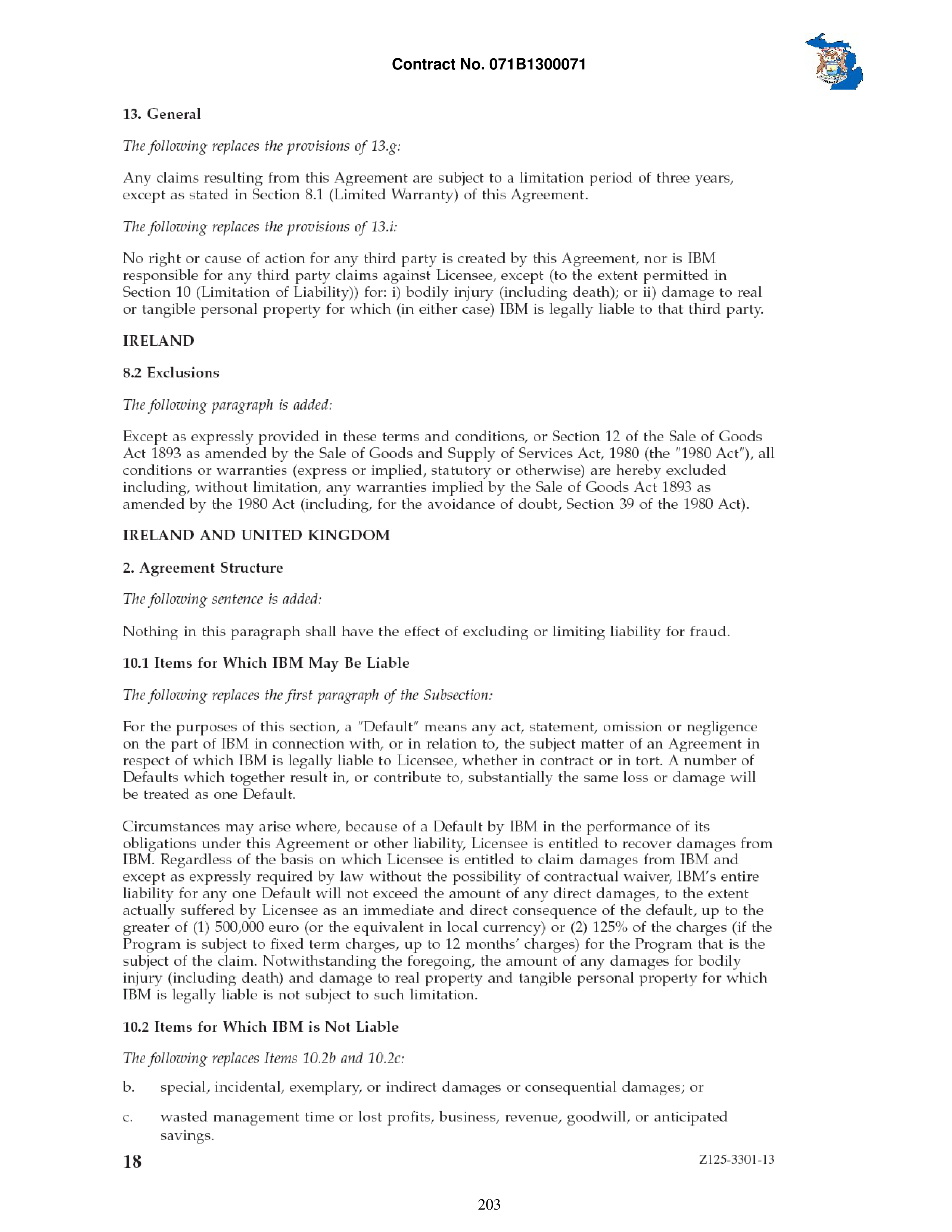 IBM Contract Change — page 250