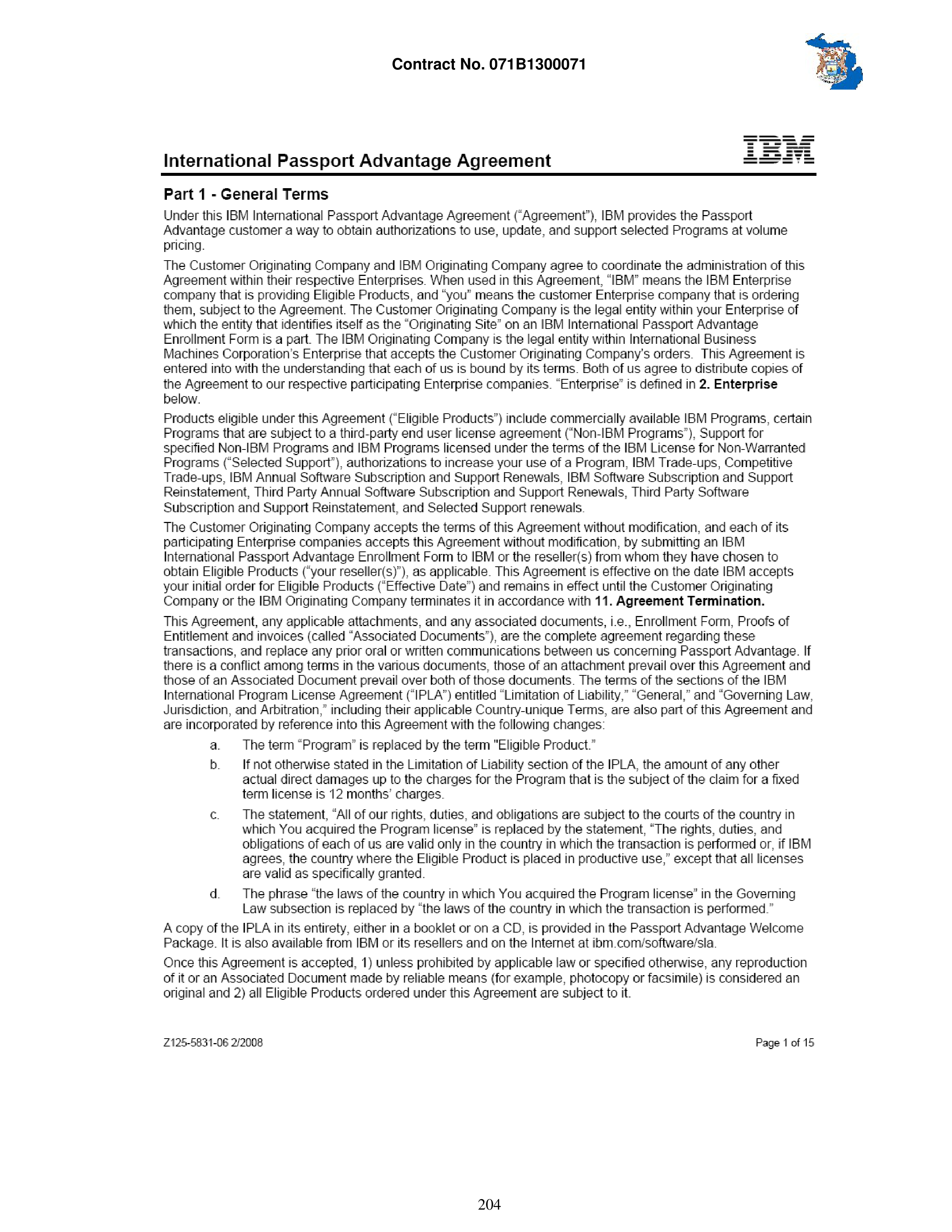 IBM Contract Change — page 251