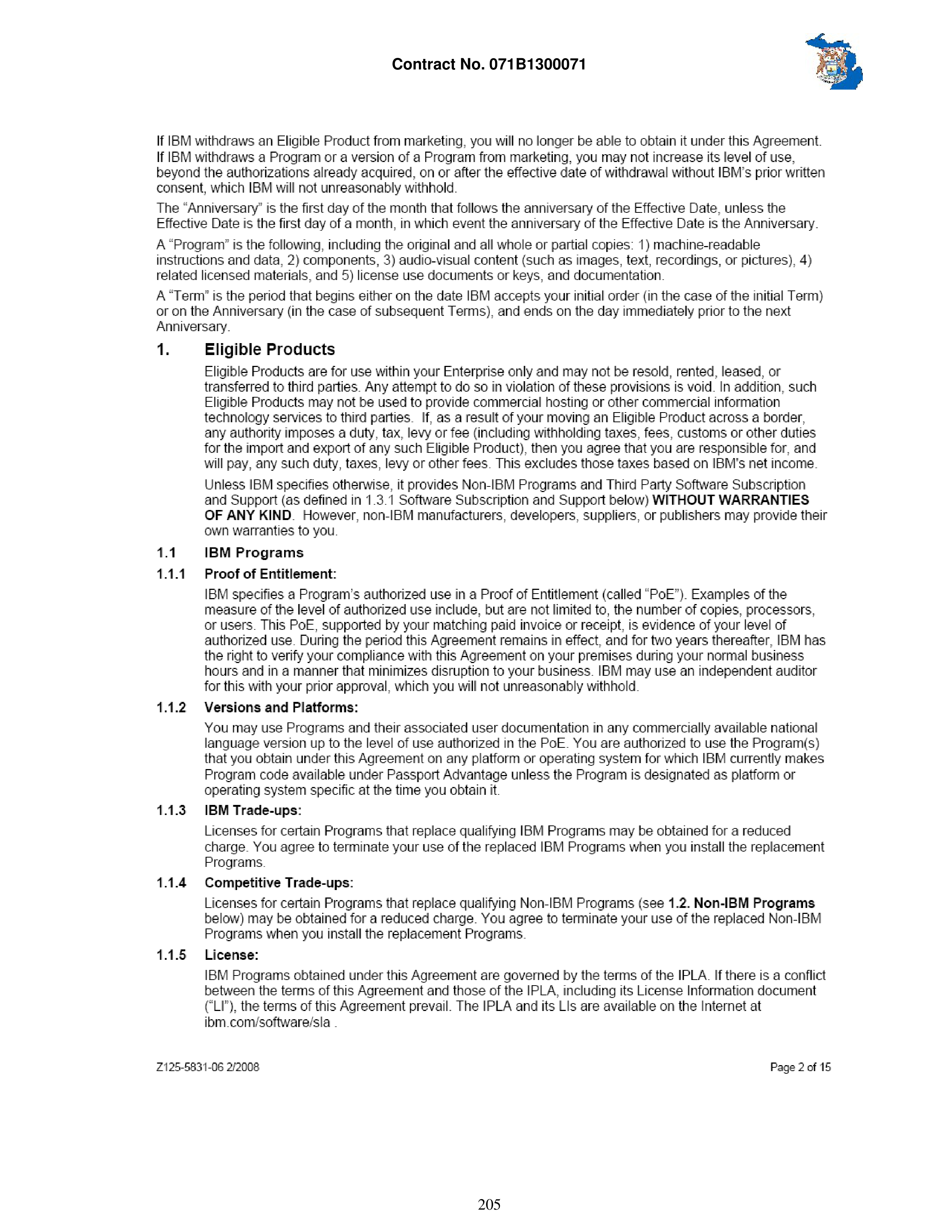 IBM Contract Change — page 252