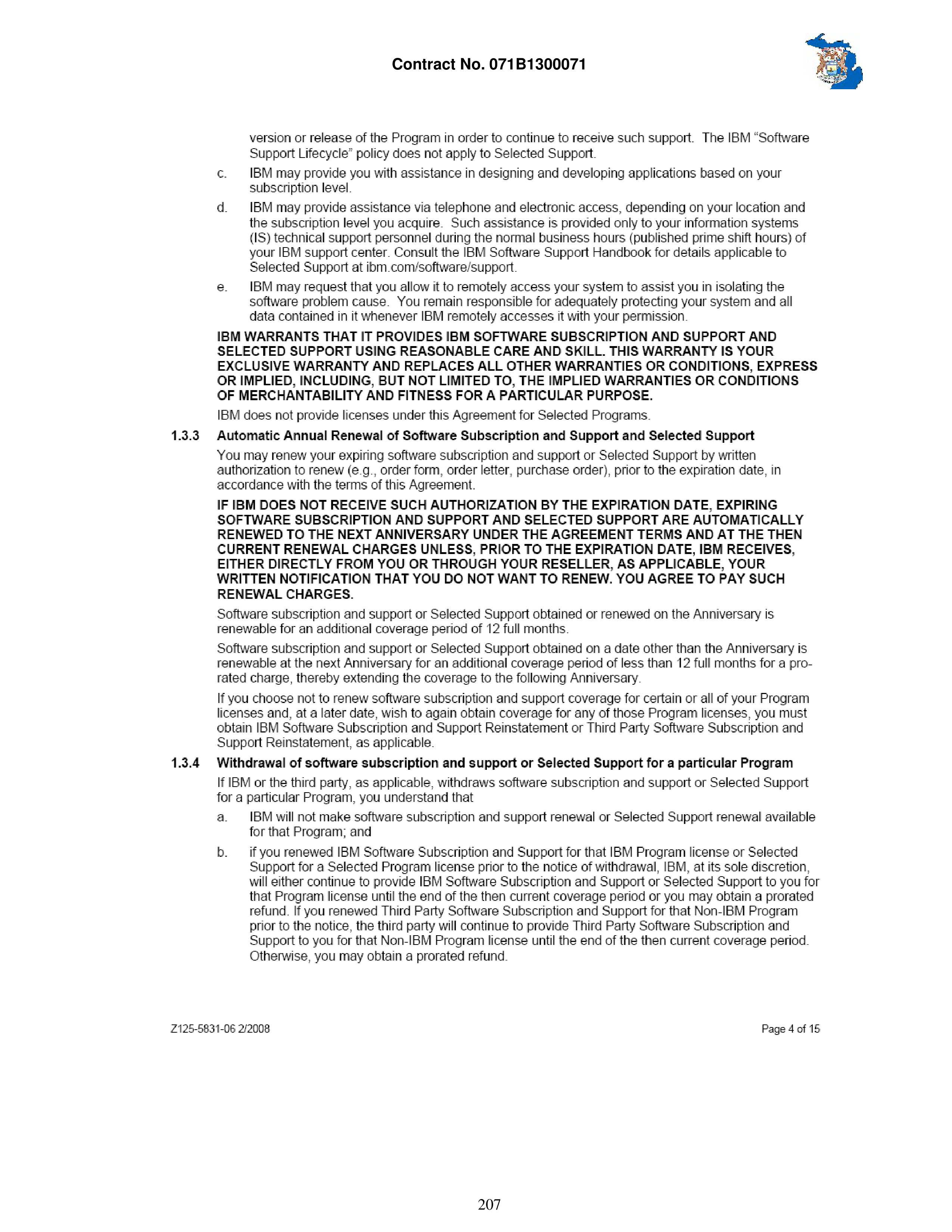IBM Contract Change — page 254