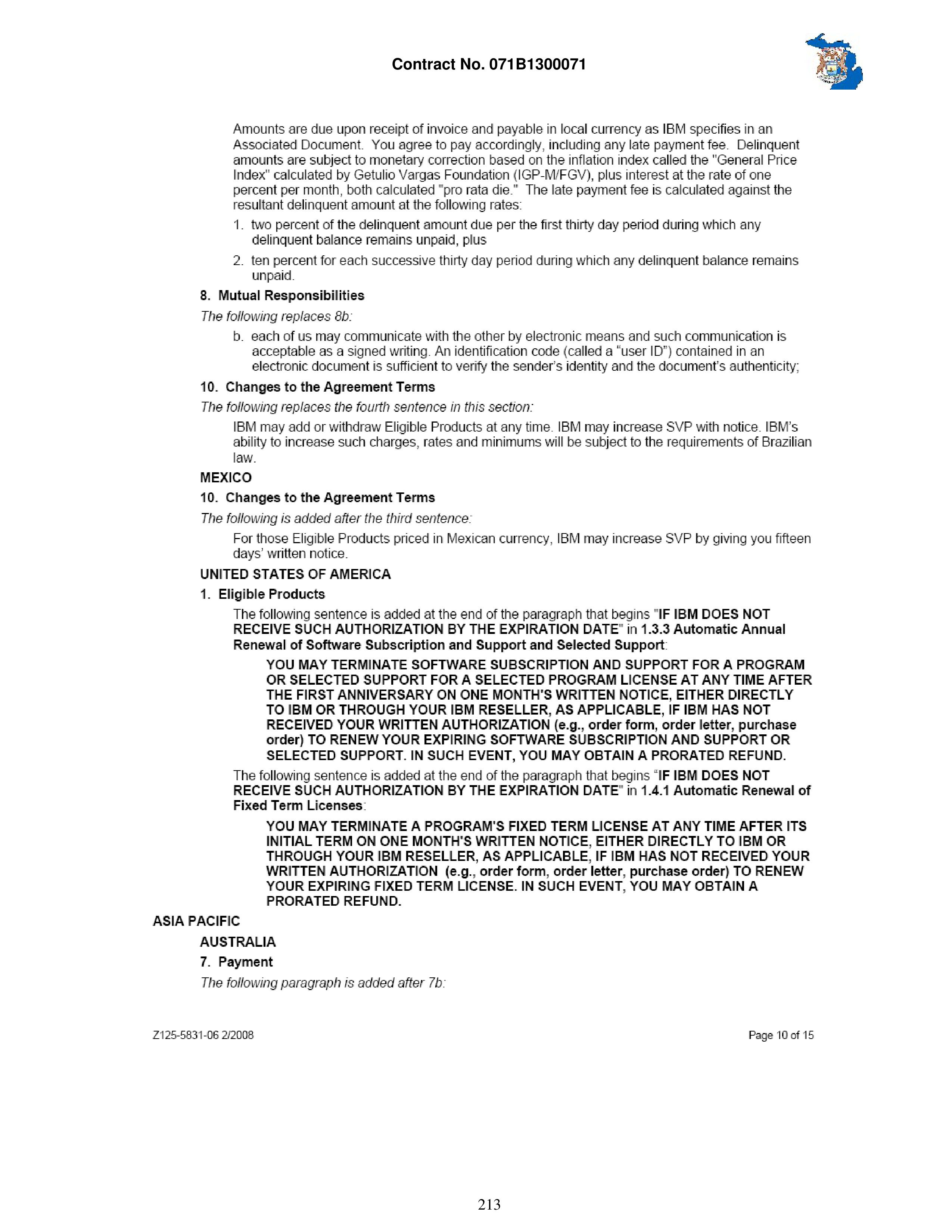 IBM Contract Change — page 260