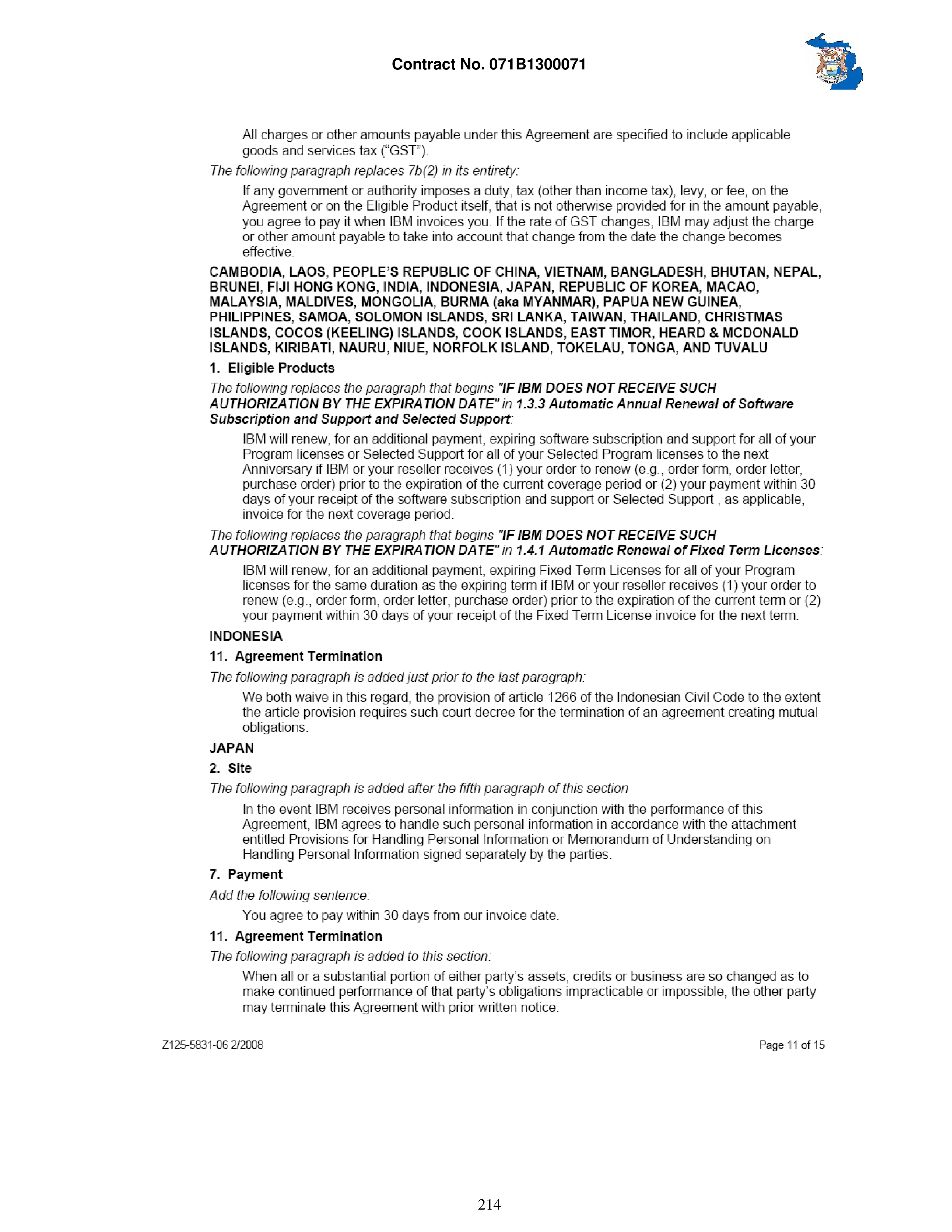 IBM Contract Change — page 261