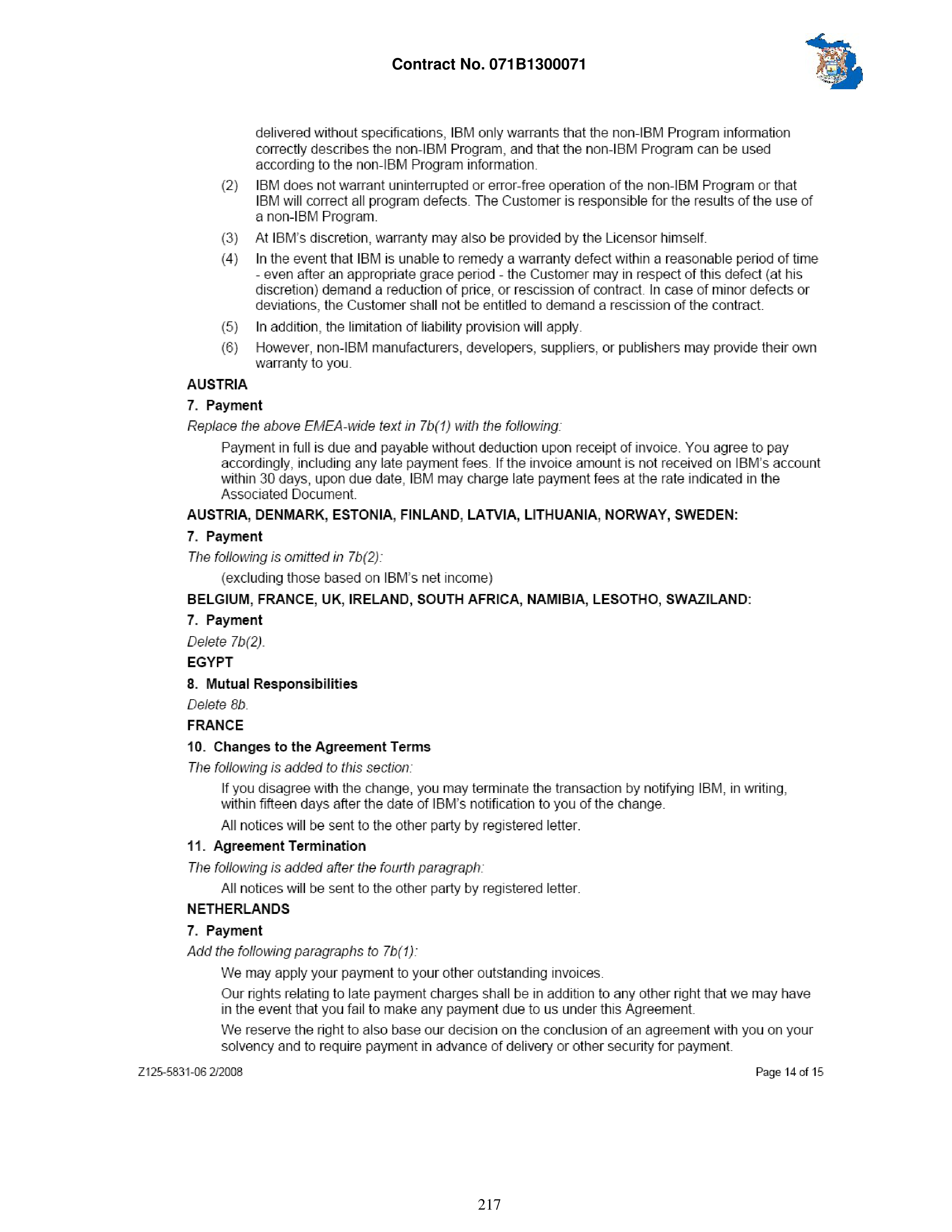 IBM Contract Change — page 264