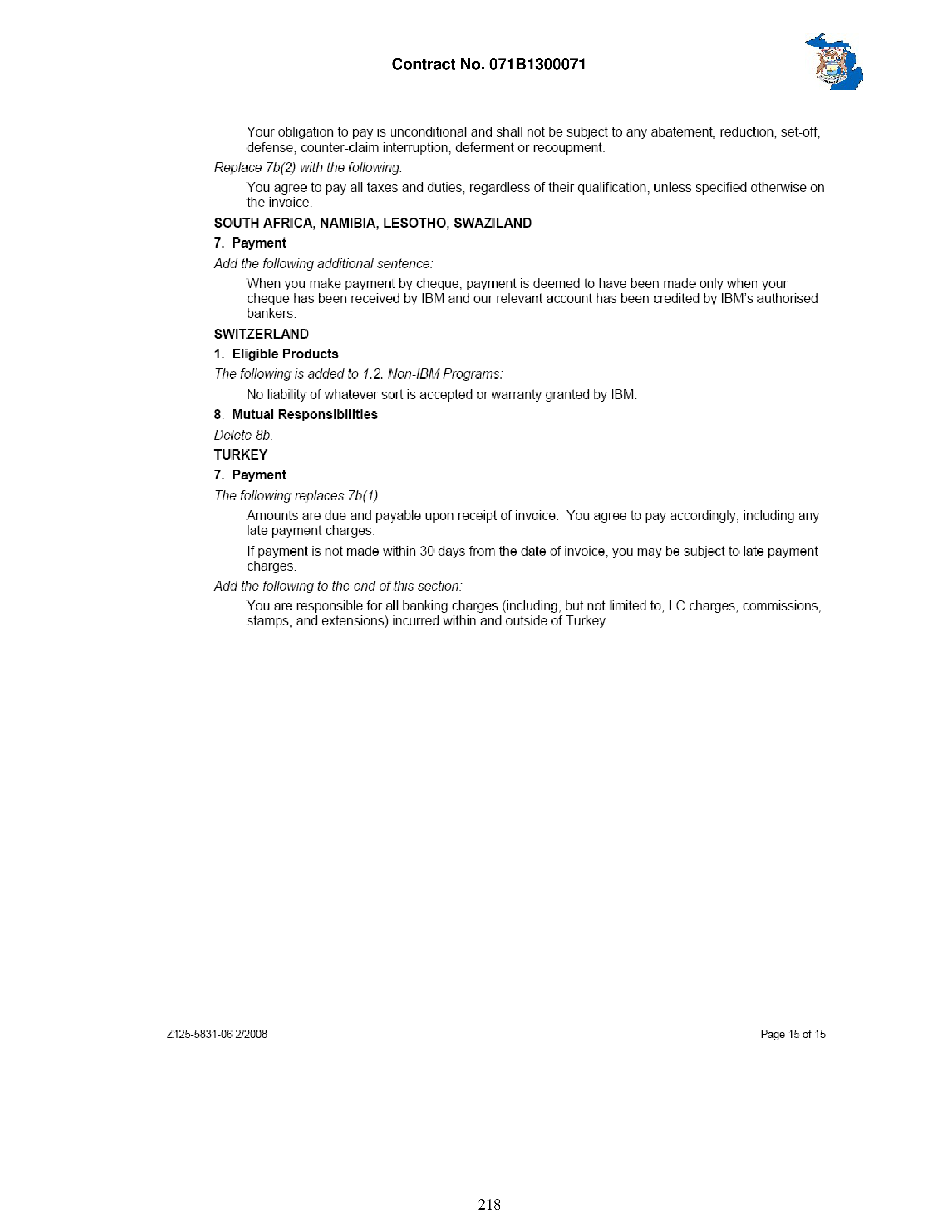 IBM Contract Change — page 265